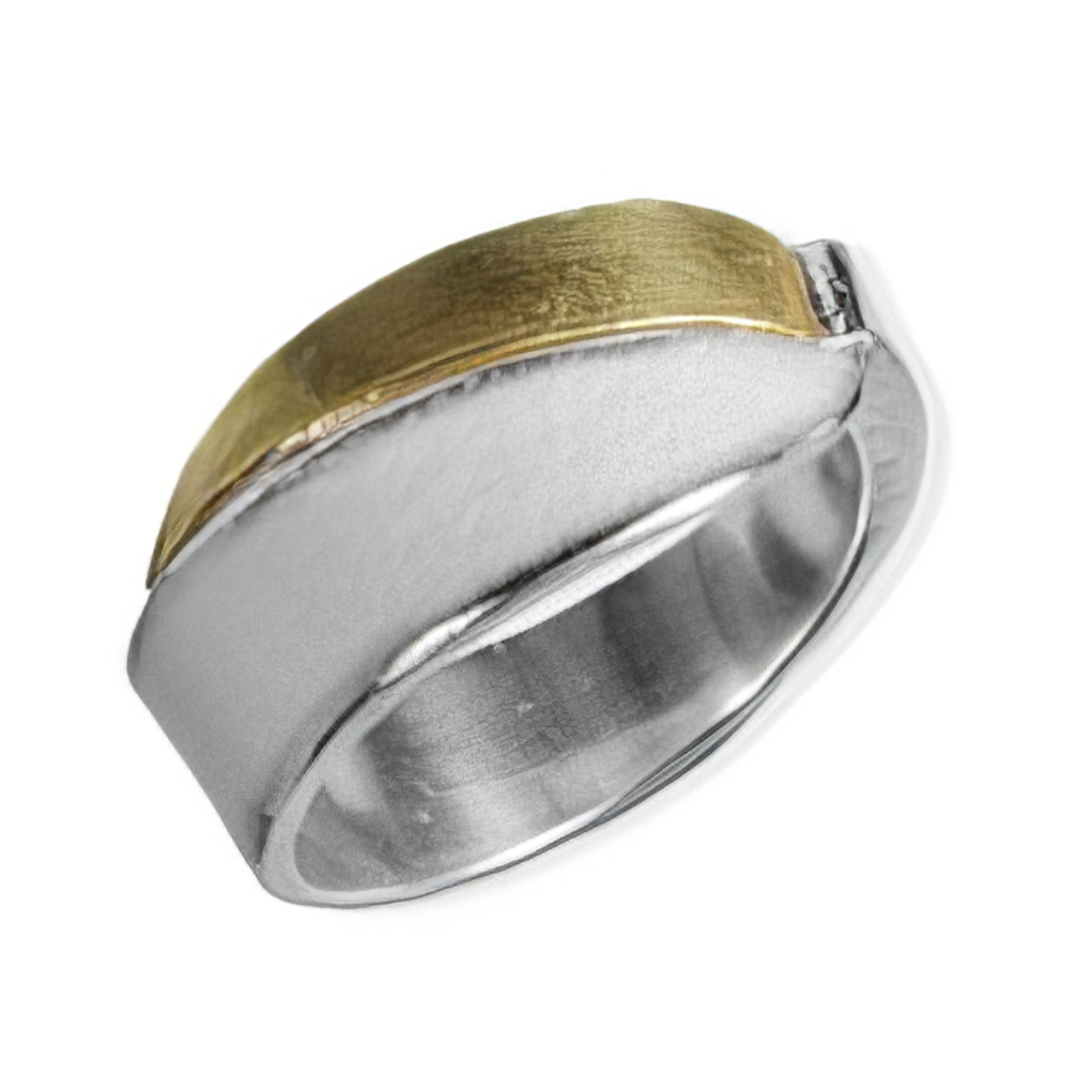 Zilveren ring met 18kt goud