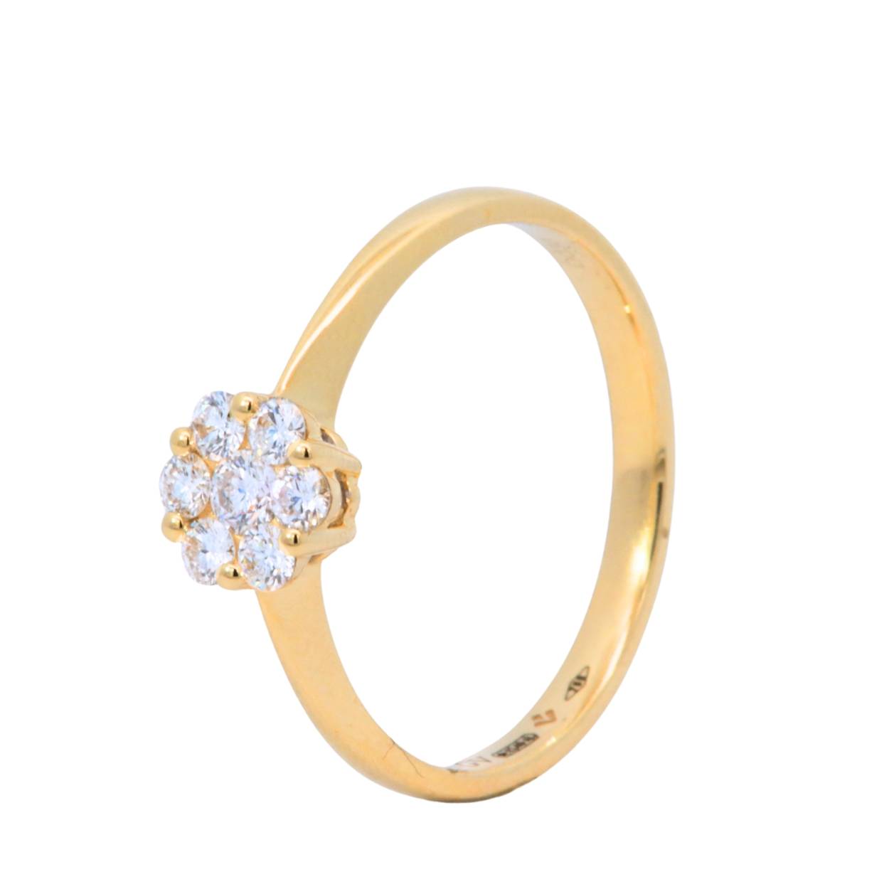 Elegante geelgouden ring 18Kt met diamanten in flowershape 0.30ct