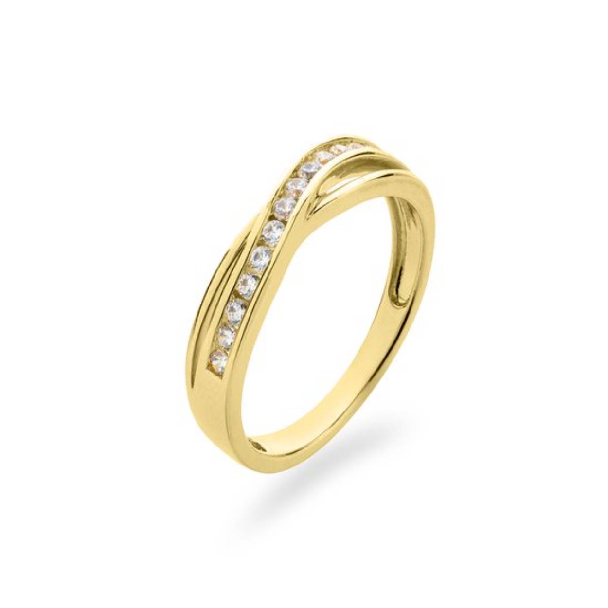 Ring VGR101 14k geelgoud  met zirconia stenen  maat 56