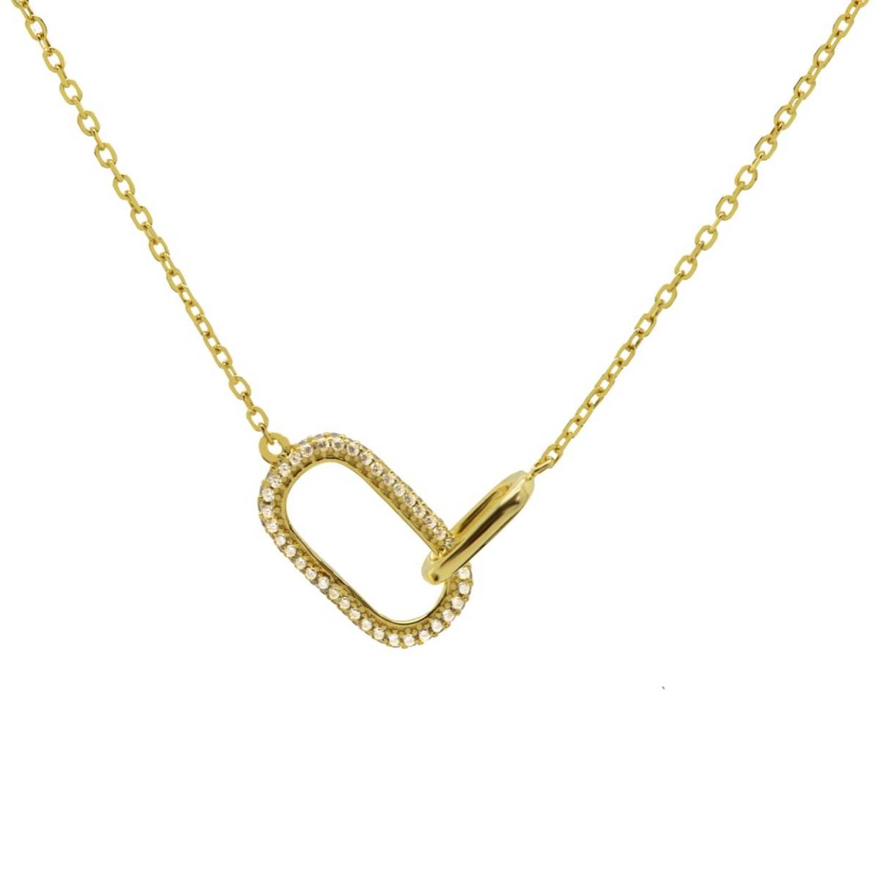 Necklace Double Zirconia Oval Goldplated
