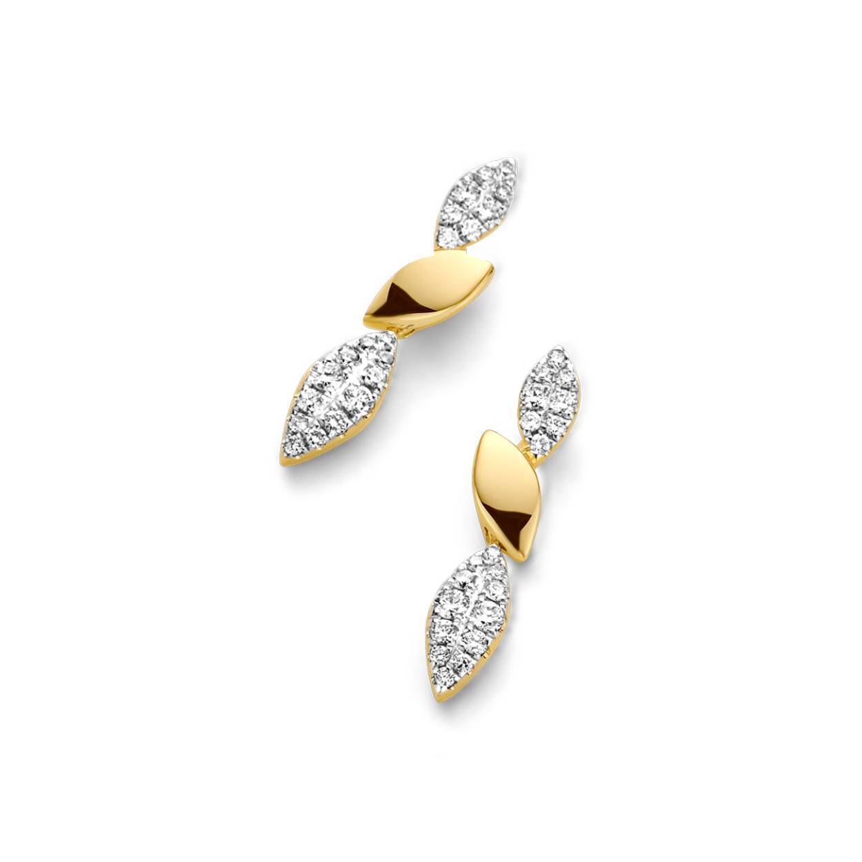 Geel gouden 18 karaat oorbellen met 0.34ct briljant gezet