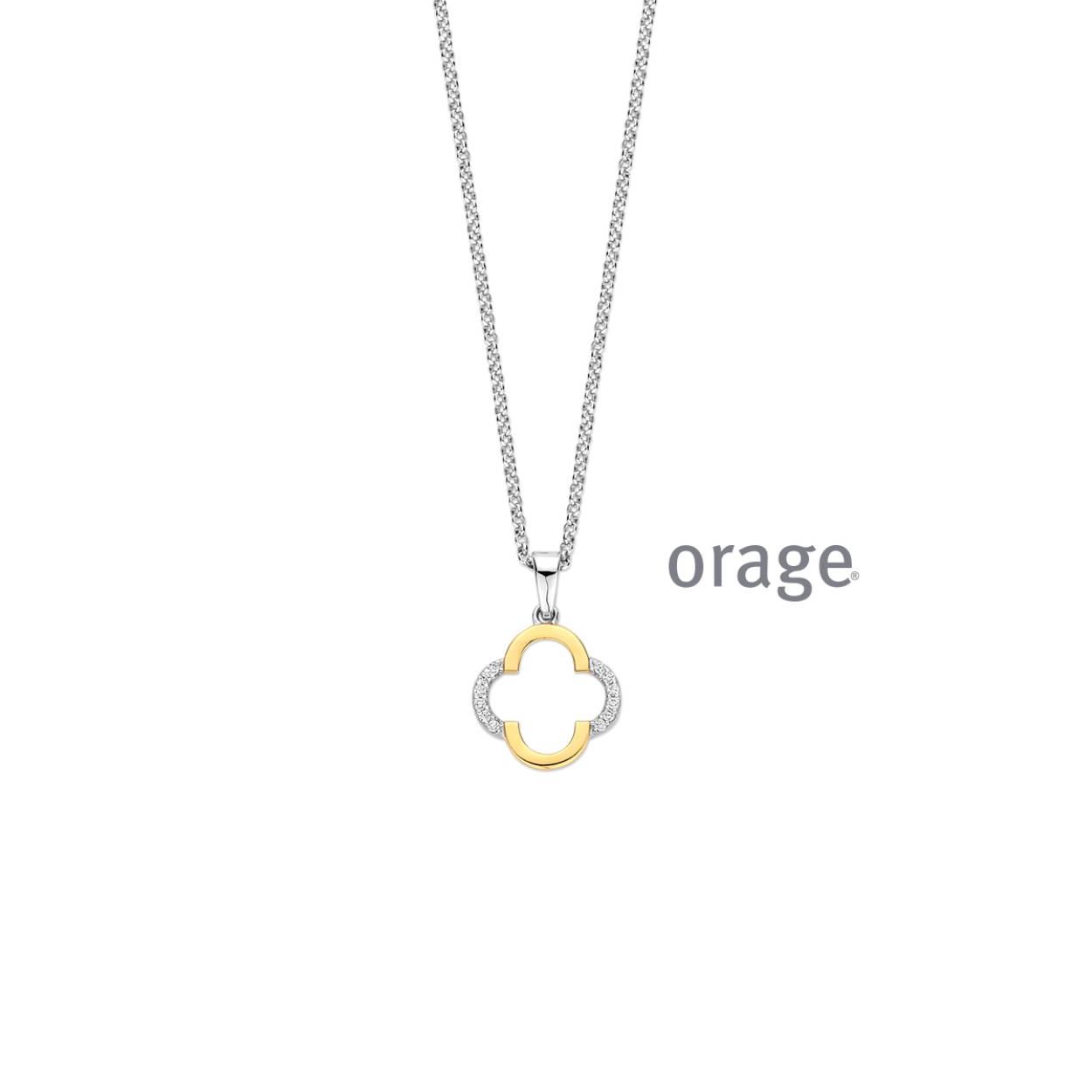 Orage ketting  bicolor zilver met zirkonia steentjes 
