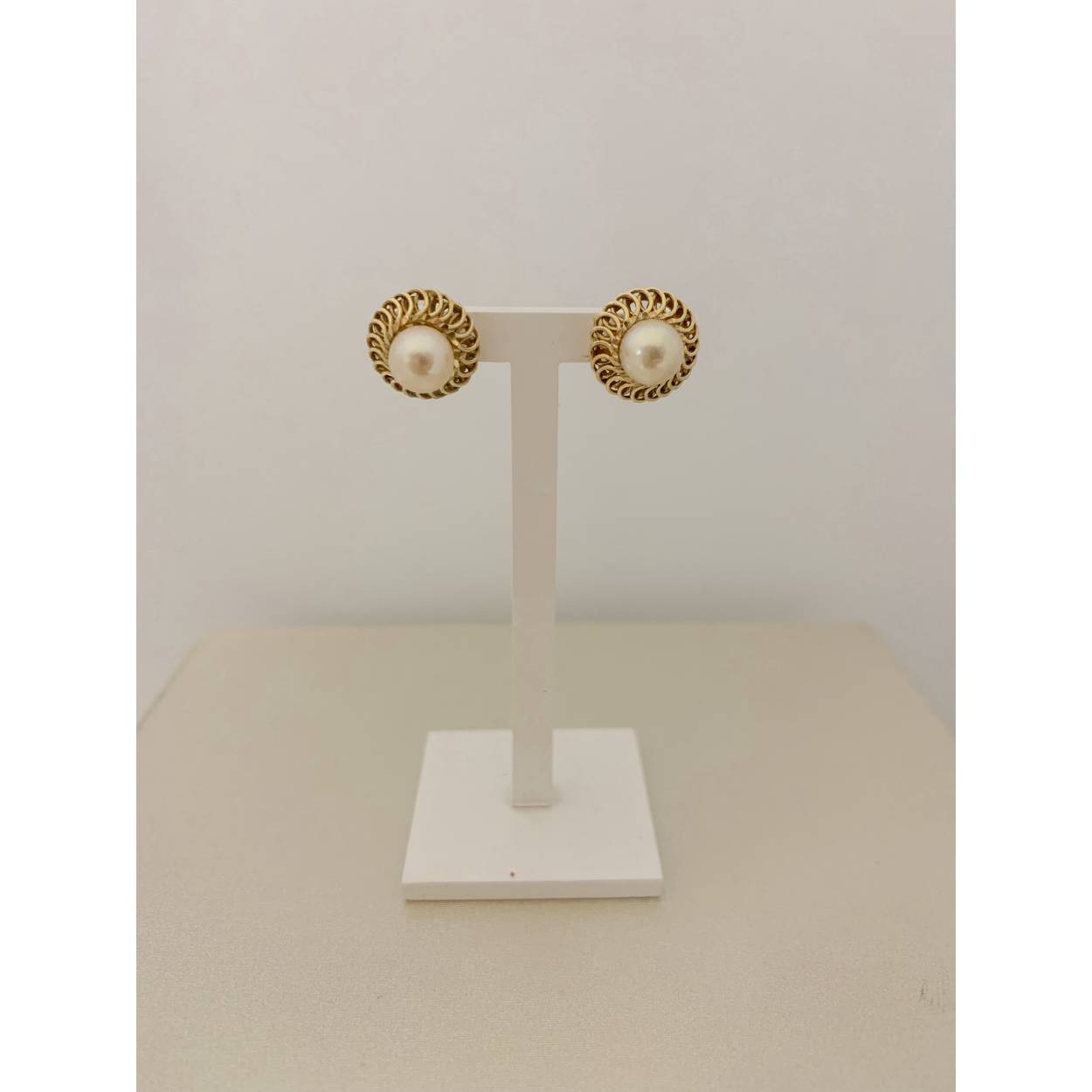VINTAGE geelgouden oorstekers - parels