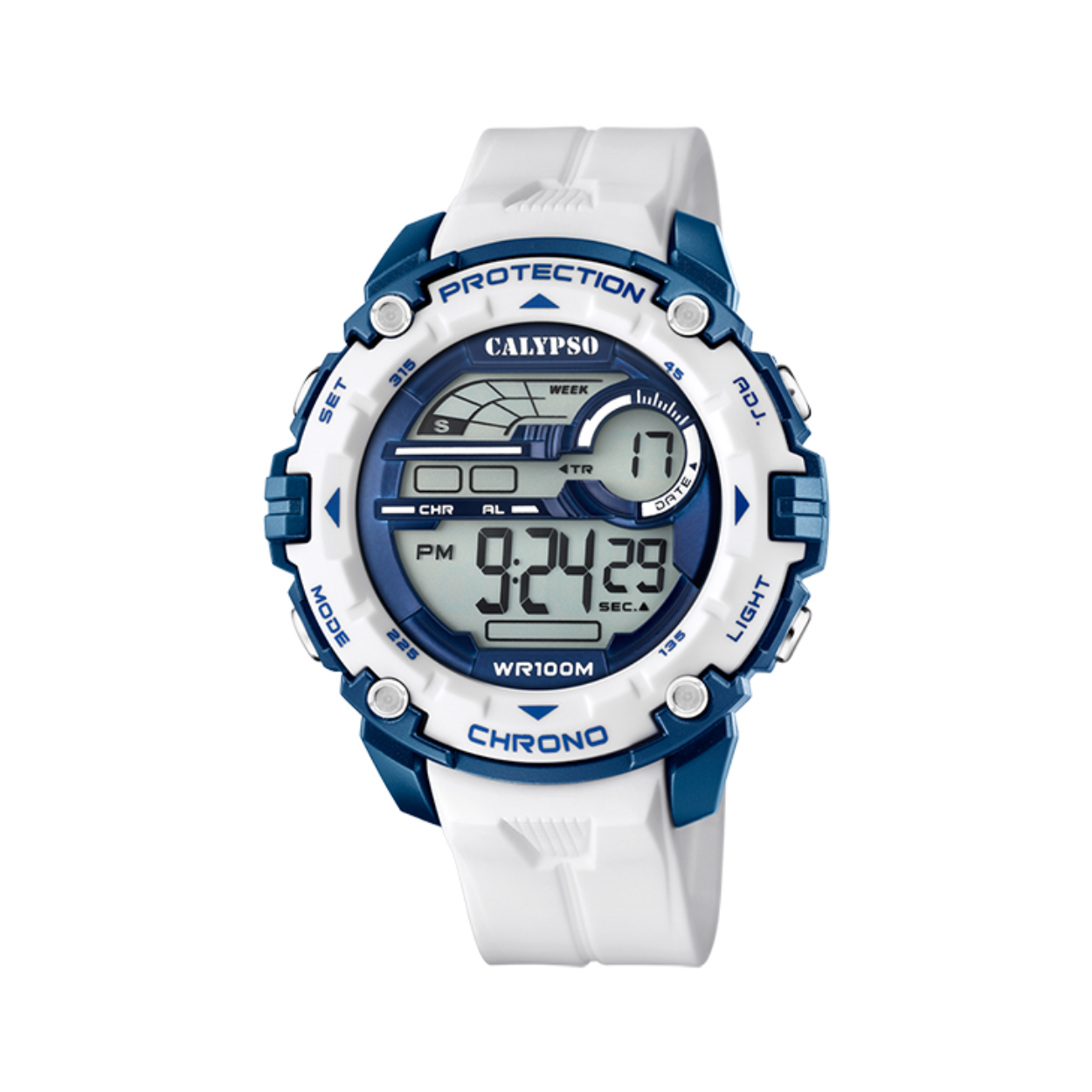 Een stoer horloge voor hem of haar!
Een digitaal horloge met een kunststof kast en een rubber band Tot wel 10 ATM waterdicht!