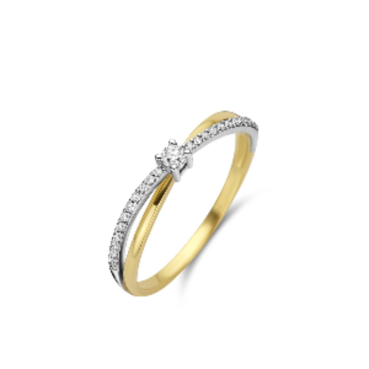 Gouden ring bezet met diamanten.