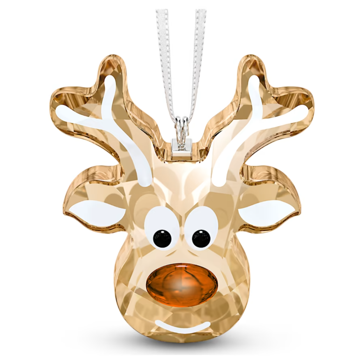 eperkoek-ornamenten dateren uit de koninklijke hoven van Engeland en Swarovski viert zijn nobele erfgoed met dit sprankelende peperkoekrendier. Deze feestelijke helper hangt aan een wit satijnen lint en is gemaakt van sprankelend kristal in goudkleurige tinten met een schattige koperkleurige kristallen neus en zwarte ogen, versierd met een witte print. Dankzij de reflectie van het licht van zijn 40 facetten, is hij een geweldige decoratie bij feestelijke gelegenheden en past hij gemakkelijk bij elk display. Dit ornament is ook een charmant cadeau. Decoratieobject. Geen speelgoed. Niet geschikt voor kinderen jonger dan 15 jaar.

Artikelnr.: 5533944
Collectie:  Joyful Ornaments
Kleur:  Bruin
Grootte: 3.6 x 4.1 x 1.2 cm
Ontwerper:  Edith Mair
Materiaal:  Kristallen, Satijnen lint, Metaal