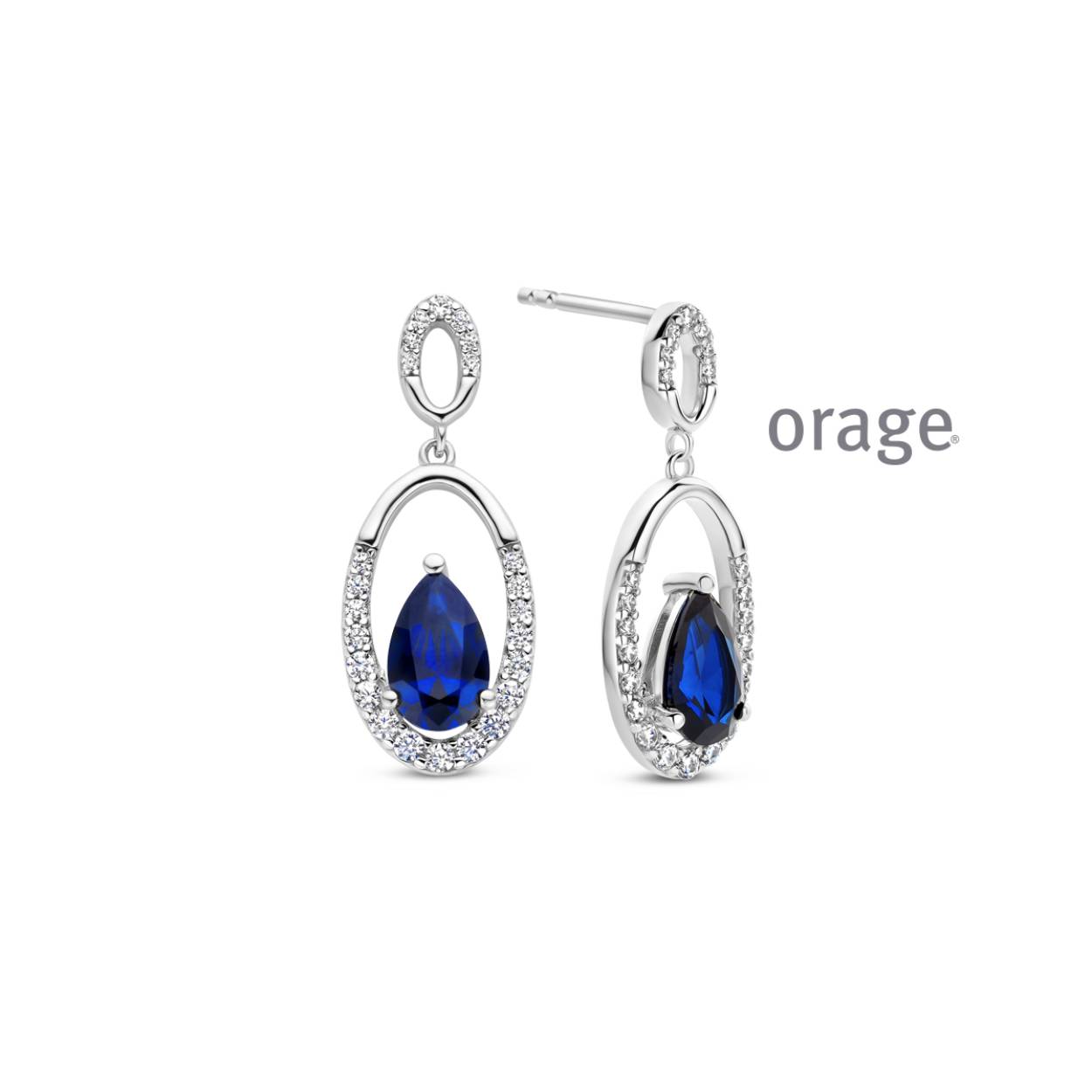 Orage Oorslingers Zilver blauw - AW002