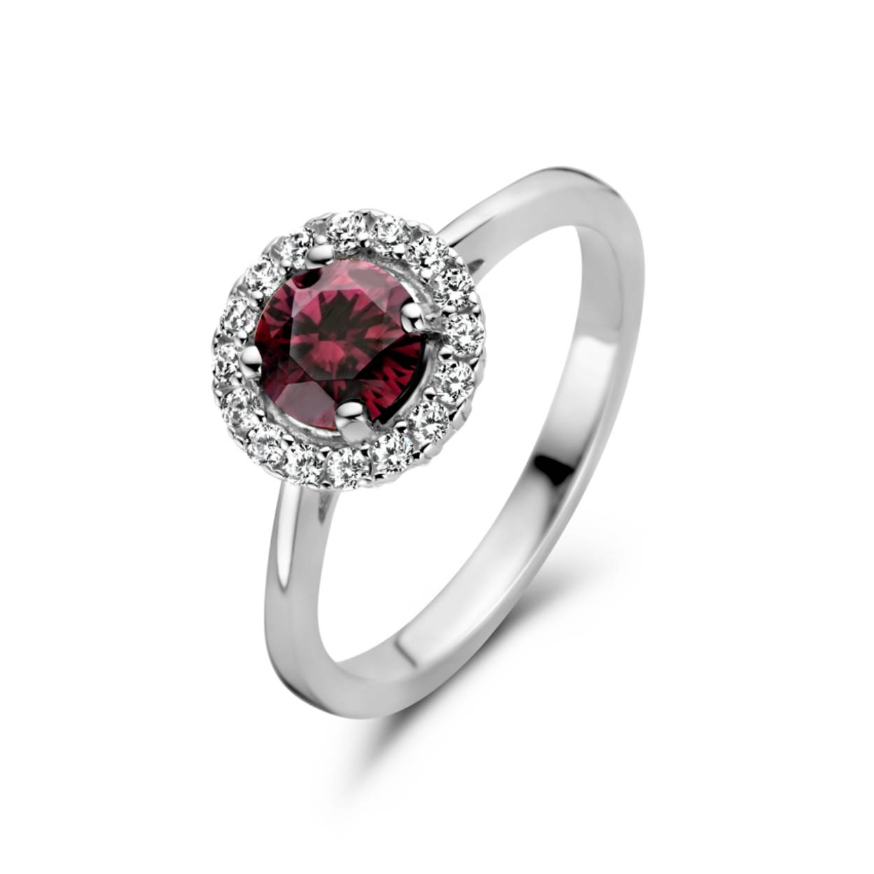 ring zirkonia bordeaux rood