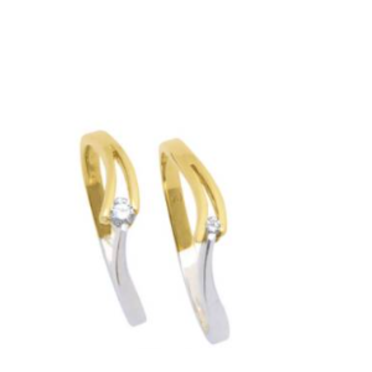 Eclat V-slag ring -0.03crt , maat 17.5 Bicolor