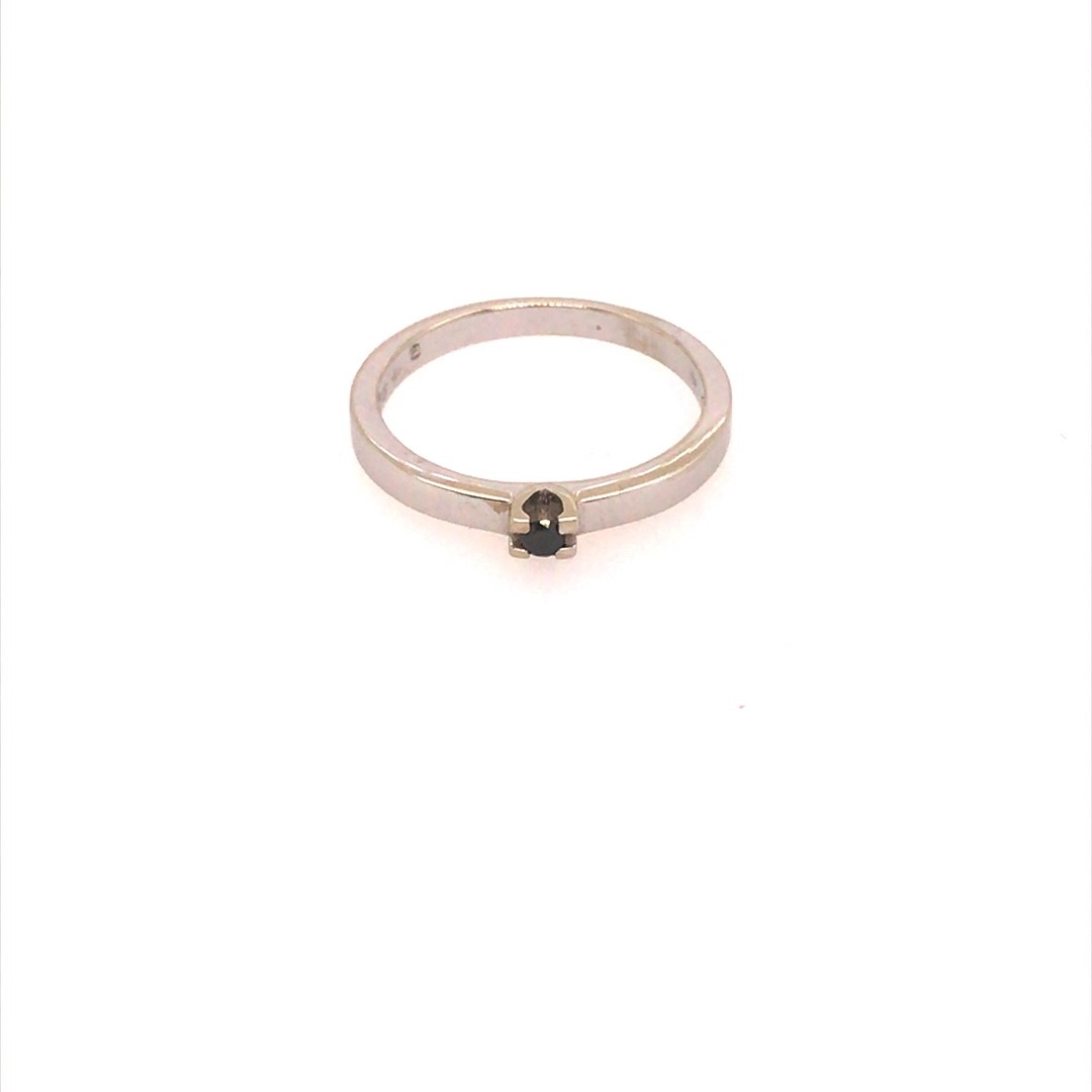 IDN 14krt witgouden ring met zwarte diamant