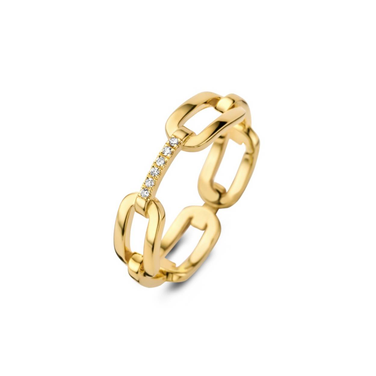 unchain ring geel goud plated + 0.024cts briljant