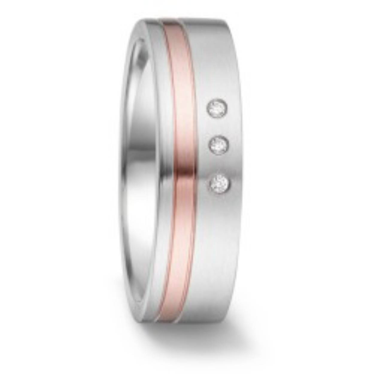 TeNo stalen ring 18kt rosé + 0.072ct brilj mt54