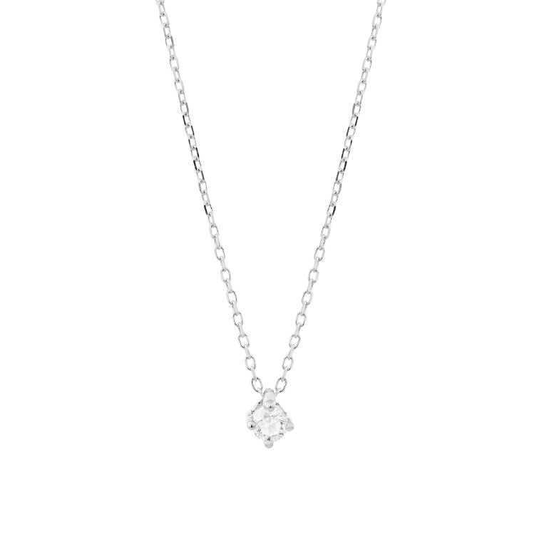 Facet witgouden anker collier met solitair hanger P1172003PWA02 0.10crt H-SI. Lengte 41-43 cm