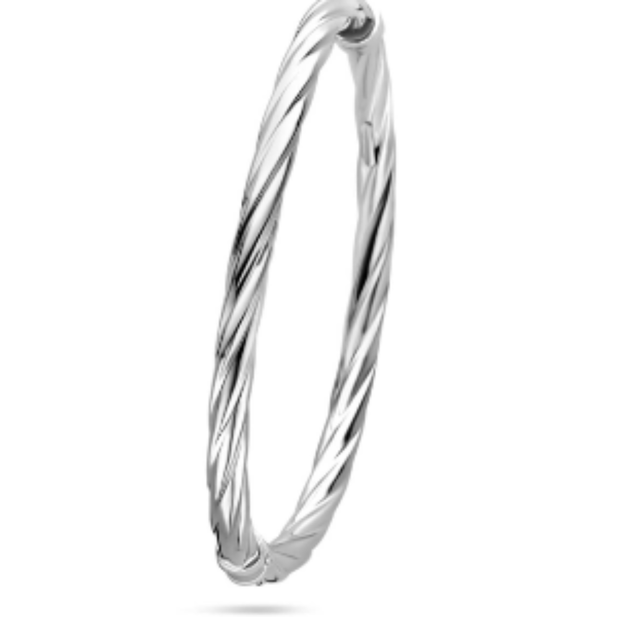 Gerhodineerd 925 zilveren bangle uitgevoerd met een scharniersluiting. De bangle heeft een diameter van 61mm.