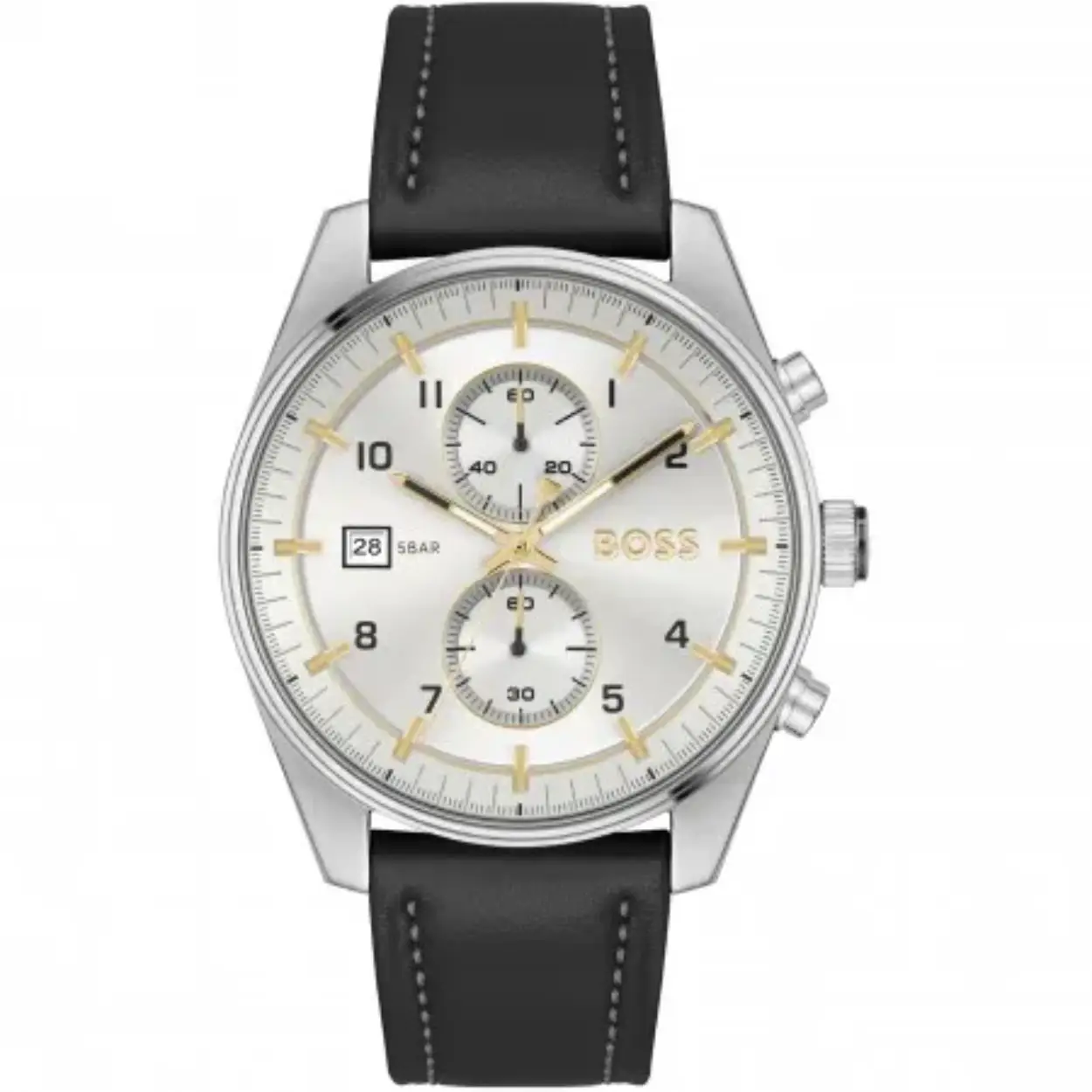 BOSS HB1514147 SKYTRAVELLER Herenhorloge 44mm 
Dit BOSS horloge uit de SKYTRAVELLER serie met artikelnr: HB1514147 heeft een luxe sportieve uitstraling. Zeer geschikt voor de moderne stijlvolle man van nu. Het herenhorloge valt op door zijn stalen horlogekast met een gladde bezel en een zilverwitte sunray wijzerplaat met een chronograaf en datum. Opvallend zijn de wijzers die met kleur en lumibrite de tijd aangeven. Aan de kast zit een gladde zwarte leren band met gespsluiting. De kast van het horloge heeft een doorsnee van 44mm met mineraalglas en is 5ATM. 

HET MERK:
HUGO BOSS is afgestemd op levensstijlen waar het gaat om kwaliteit en precisie. Het wereldwijde fashionlabel is verdeeld in twee merken: BOSS en HUGO. Het merk BOSS biedt geavanceerde, moderne horloges gericht op kwaliteit en design om een onberispelijke look te creëren – of het nu zakelijk, casual of sportief is. De horloge collectie van BOSS is perfect afgestemd op levensstijlen waar het gaat om kwaliteit en precisie. BOSS is op maat gemaakt in een onberispelijke stijl.

Blijf stijlvol bij de tijd. Voor de BOSS-vrouw is stijl het handelsmerk en draait alles om
details. Breng uw look naar een hoger niveau met onze nieuwe en kenmerkende horlogecollectie.

SPECIFICATIES:
- Mineraalglas
- Ronde kastvorm, Ø 44mm
- Stalen horlogekast
- Zilverwitte wijzerplaat
- Zwarte leren band