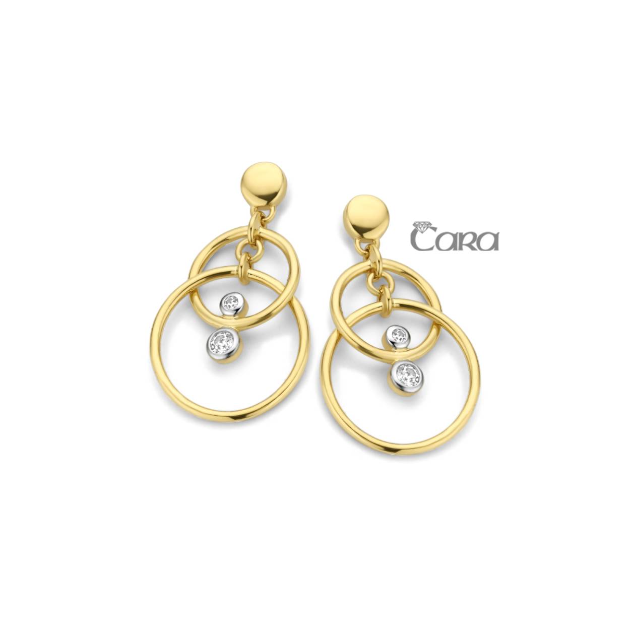 Cara oorslingers bicolor goud 18k gezet met zirconia