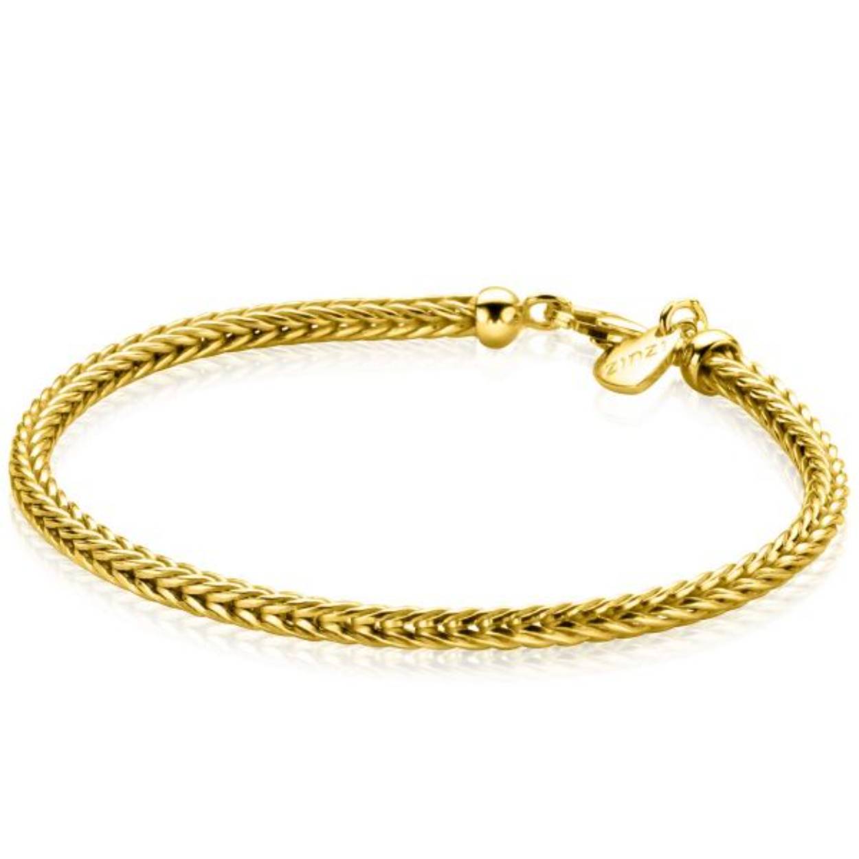 ZINZI gold plated zilveren schakelarmband vossenstaart 2,5mm breed ZIA1124G