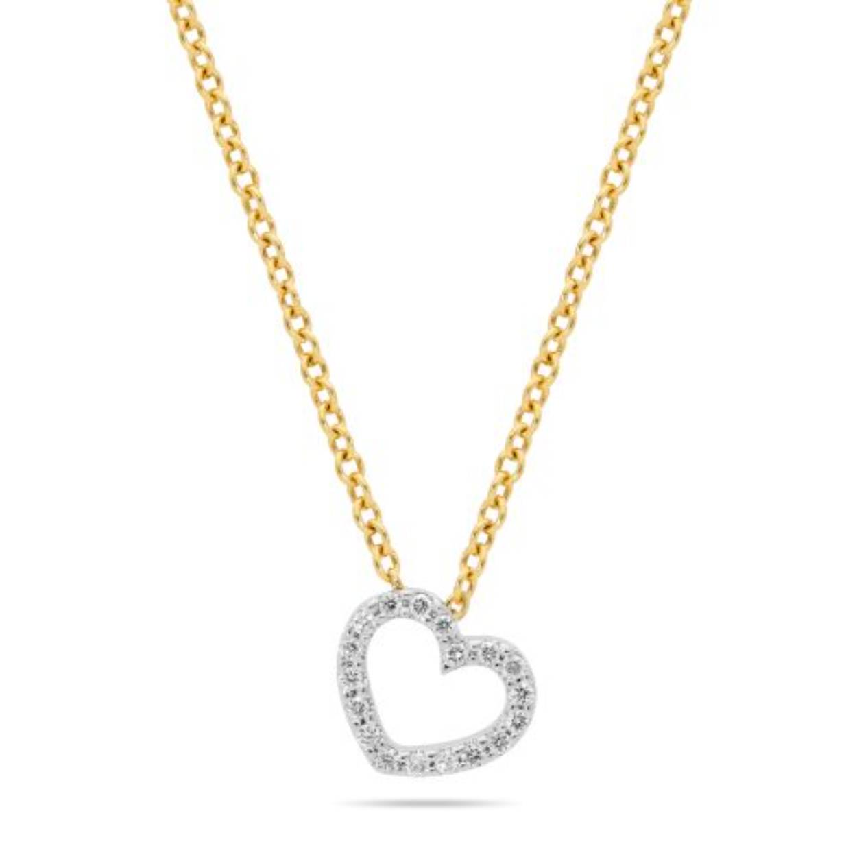 14krt gouden collier met diamanten hartje 18-0.04crt H SI.

Collier is verstelbaar op drie lengtes: 43, 44 en 45cm.