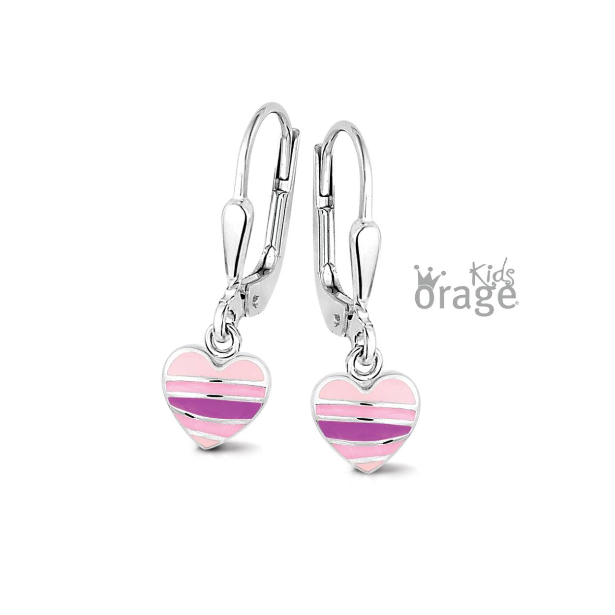 Zilveren oorhangers met roze hartje van het merk Orage kids
Ook verkrijgbaar als oorstekers