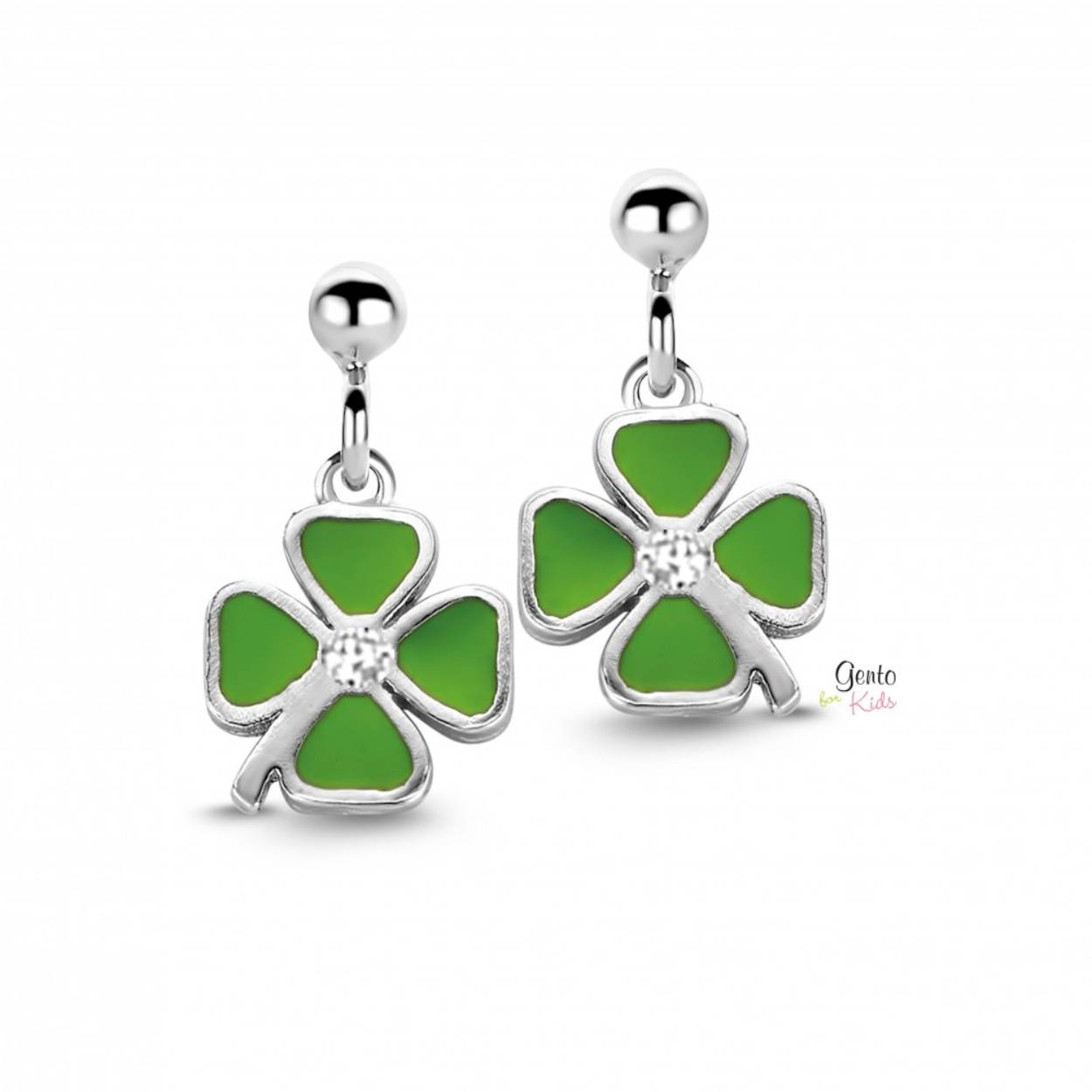 Oorbellen klavertje vier zilver