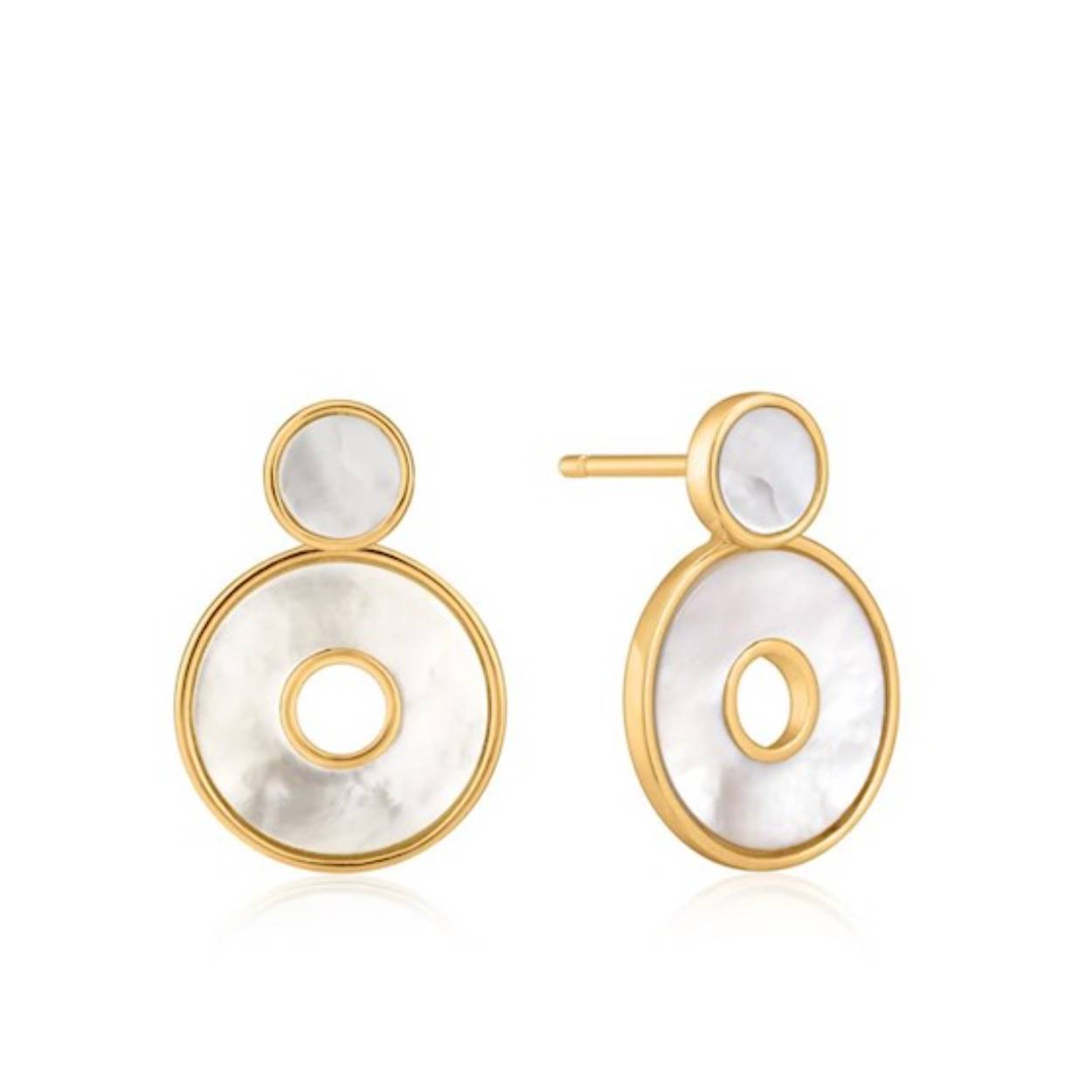 Ania Haie zilver vergulde oorstekers met "Mother of Pearl".