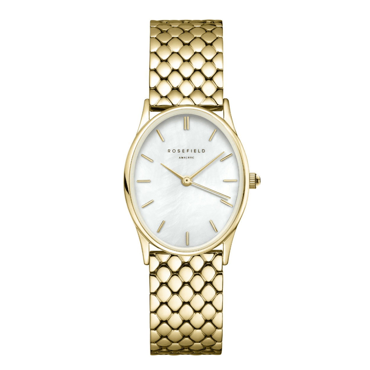 Rosefield Horloge The Oval White MOP Steel Gold 
OWGSG-OV01

