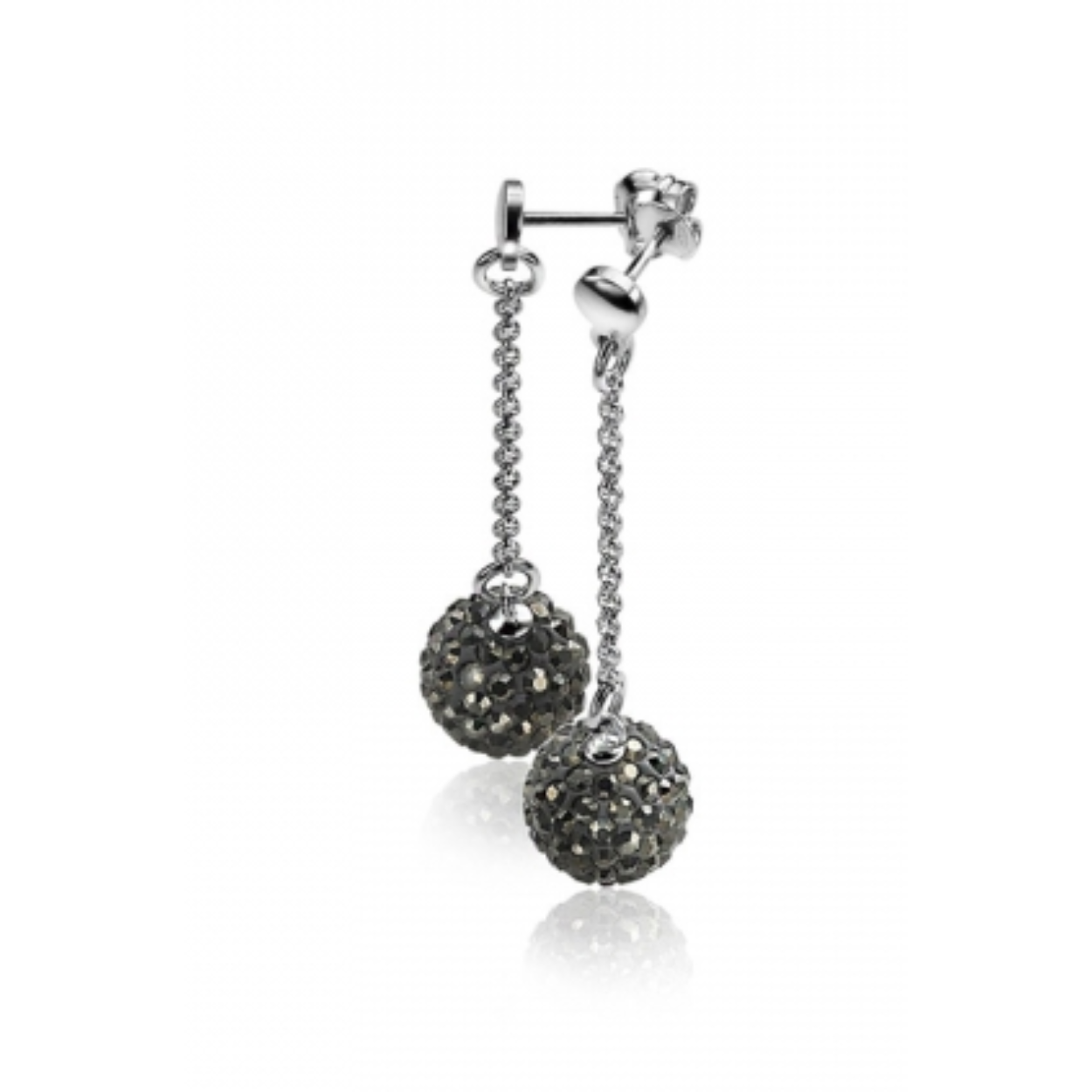 ZINZI Zilveren Oorhanger bal pavé zwart swarovski ZIO569Z