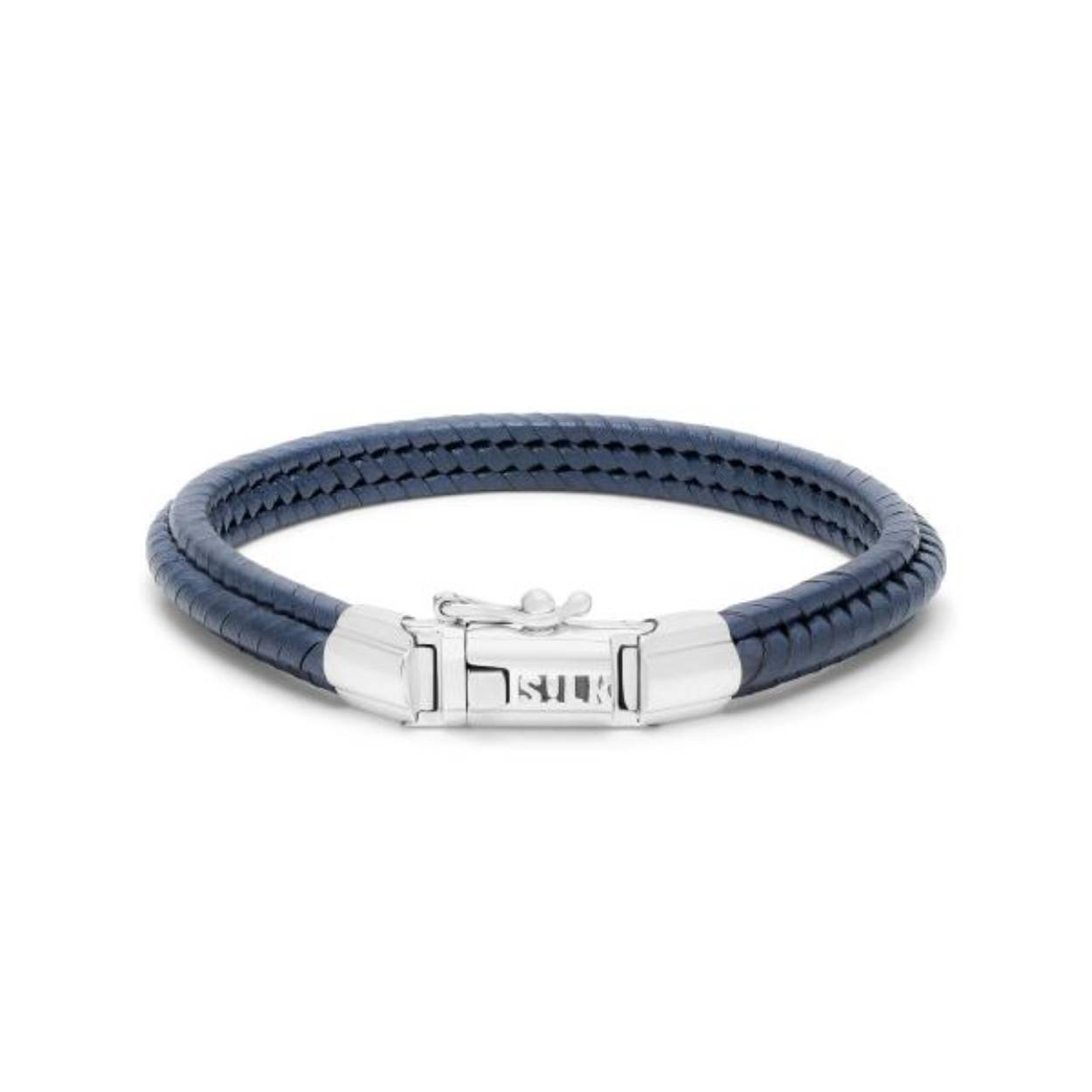 759BLU ARMBAND ZILVER LEER ZIPP Collectie