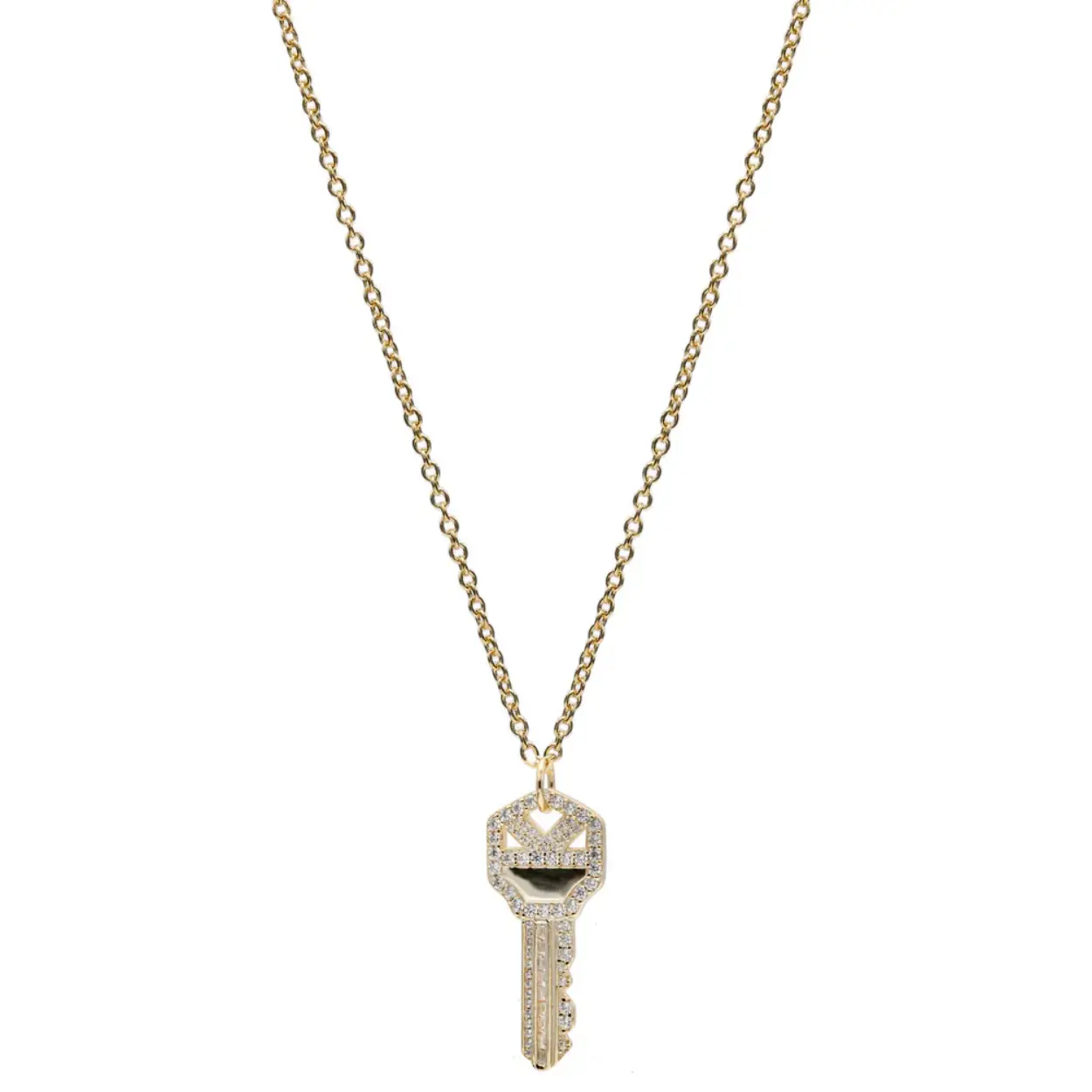 Original silver necklaces for women. A key-shaped design that will combine perfectly with your most extravagant outfits. Gold plated silver pendant with a key motif with zircons set. A pendant designed for the most daring women.