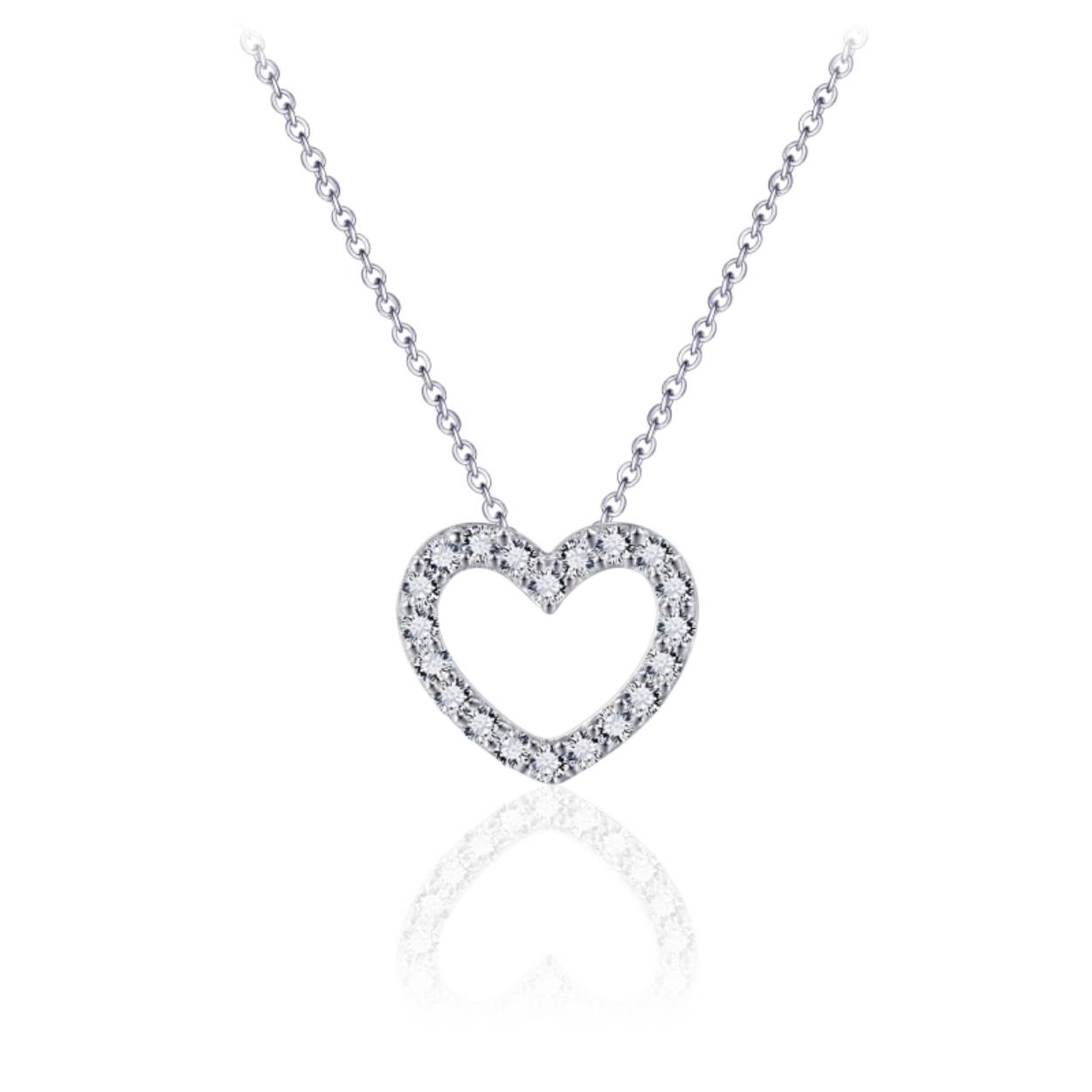 Zilveren collier choker 42+5cm , Hart zirkonia