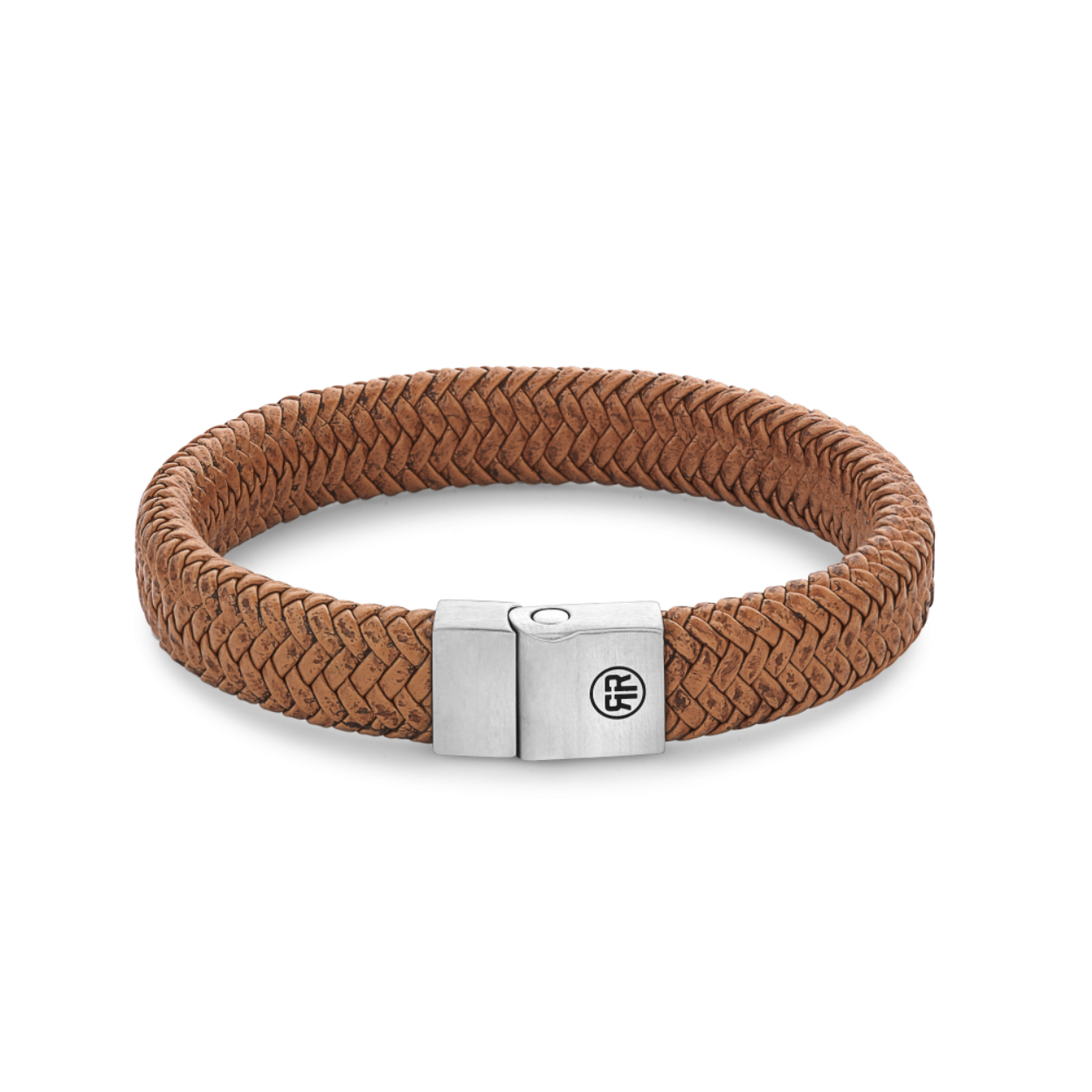 Rebel & rose Armband full metall herringbone cognac matt M 
RR-M0024-S-M