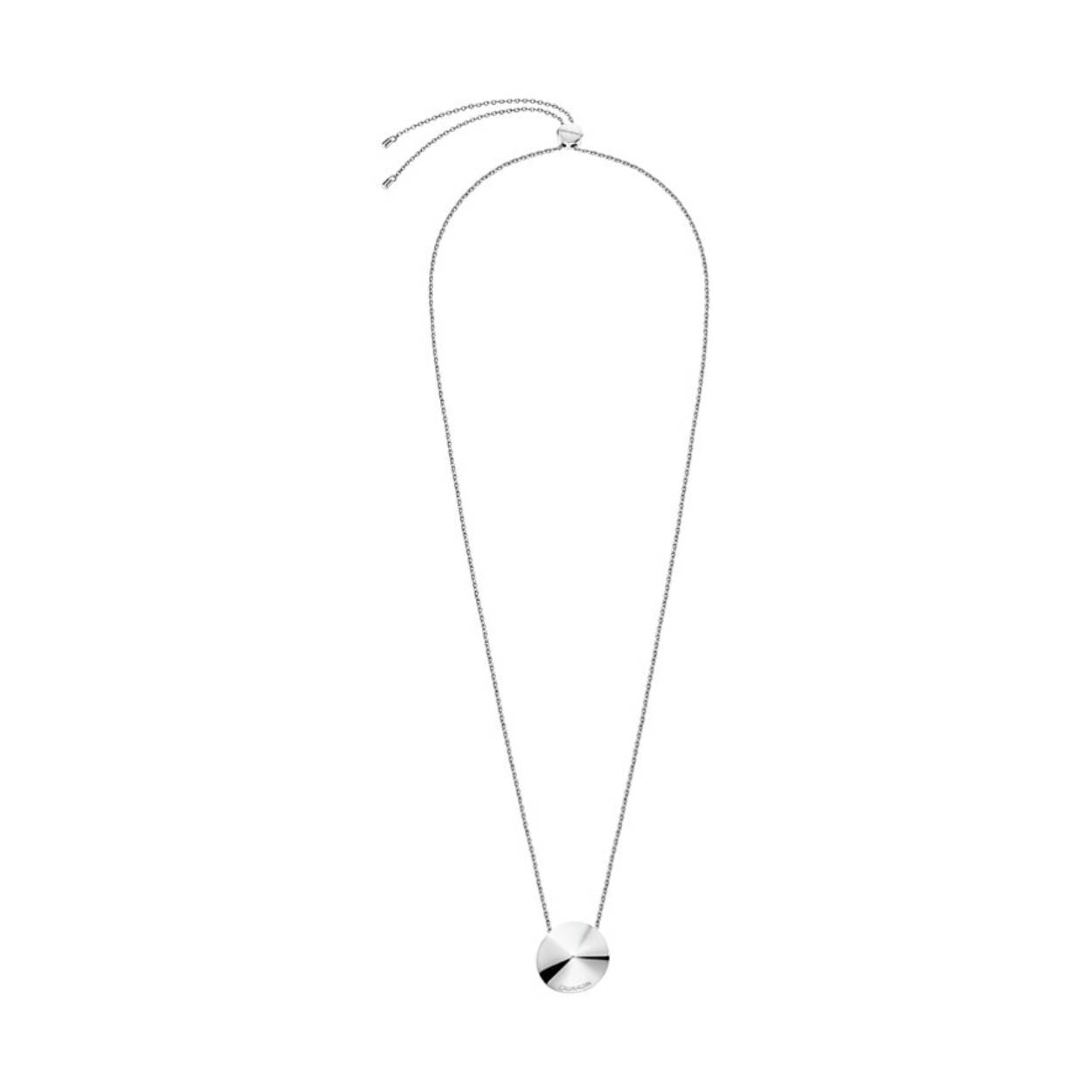 Calvin Klein, stalen sieraad, collier met hanger, ronde schijf