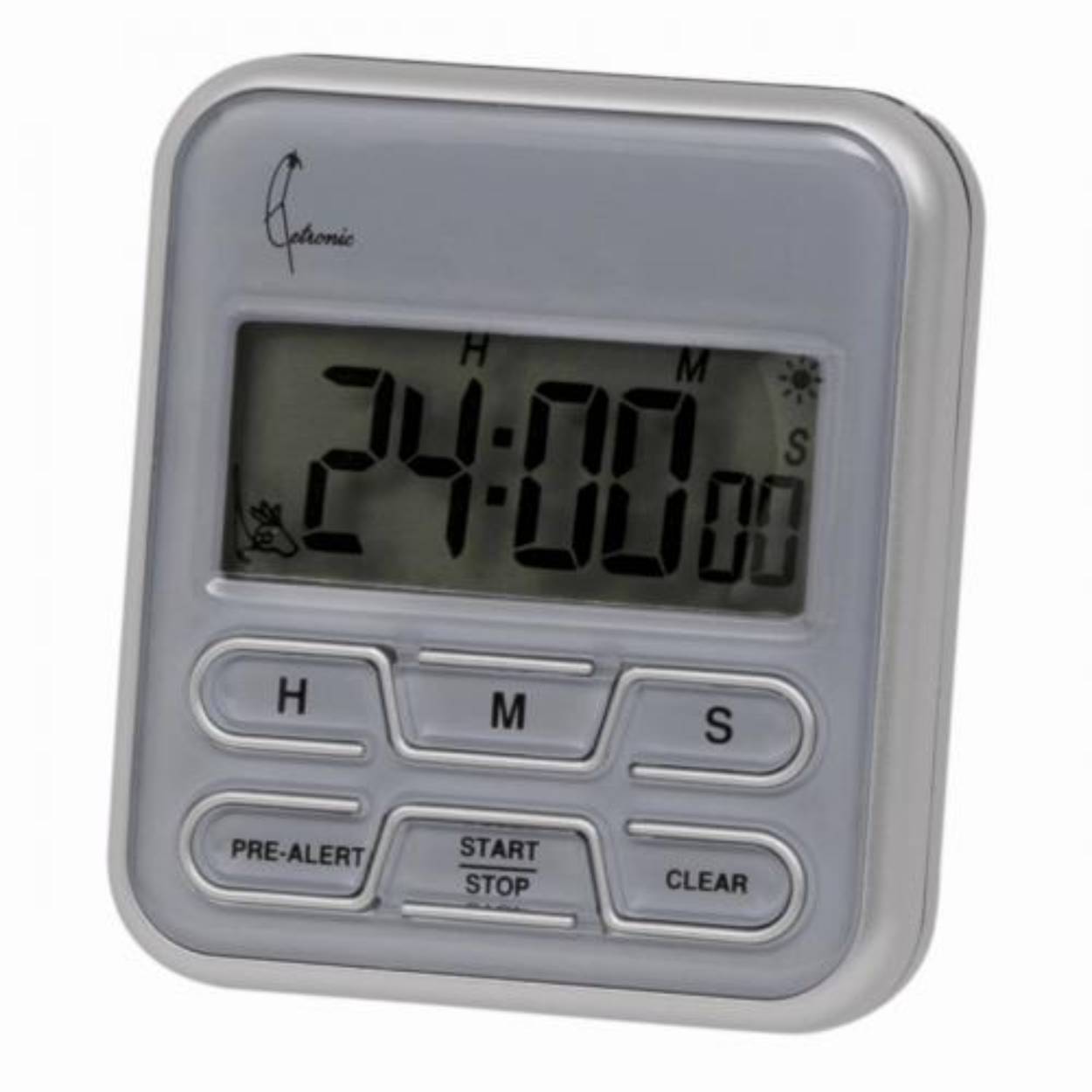 Digitale timer tot 24 u
Met magneet en clip (om neer te zetten)
Werkt op 1 x AAA batterij (meegeleverd bij aankoop)