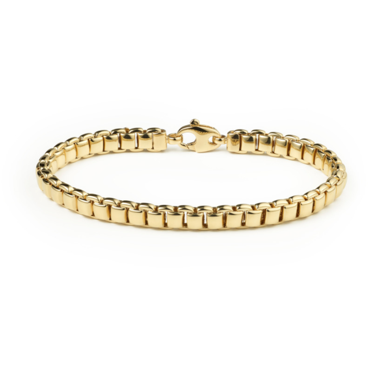 Monzario 14krt geelgouden blokjes fantasie armband. Deze armband heeft een lengte van  19cm 