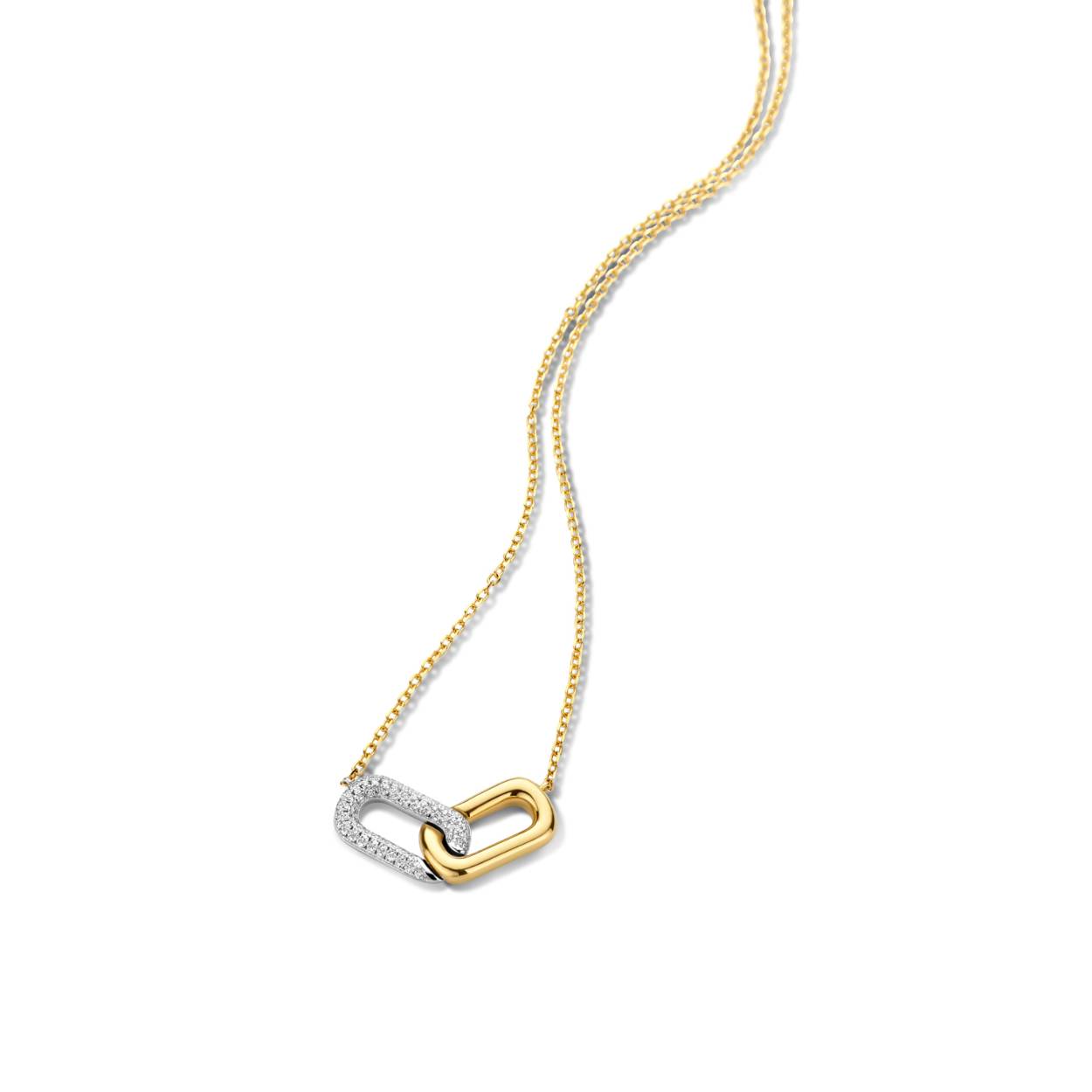 Hanger met ketting 18 karaat geel/wit goud + 0.22ct brilj