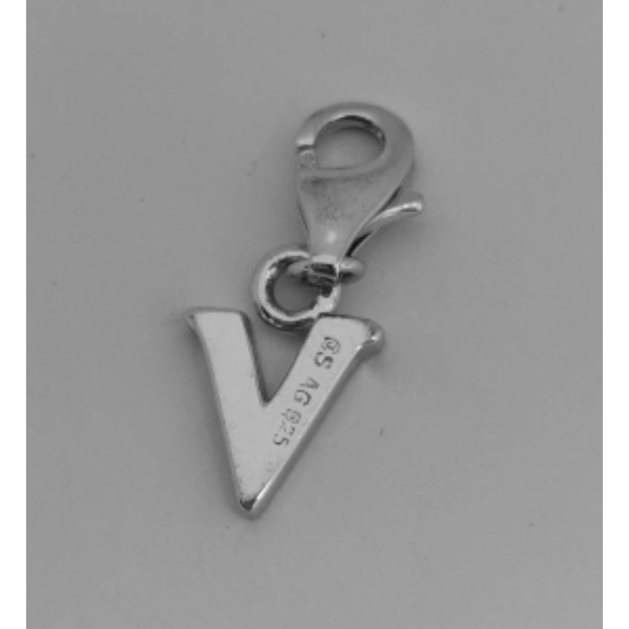 Zilveren hanger/bedel letter V 