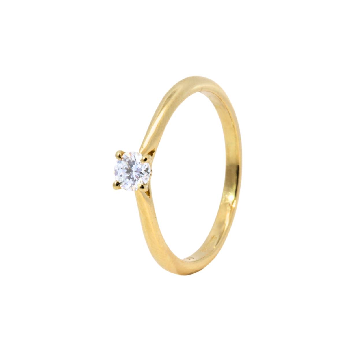 Geelgouden solitair met diamant van 0.24ct