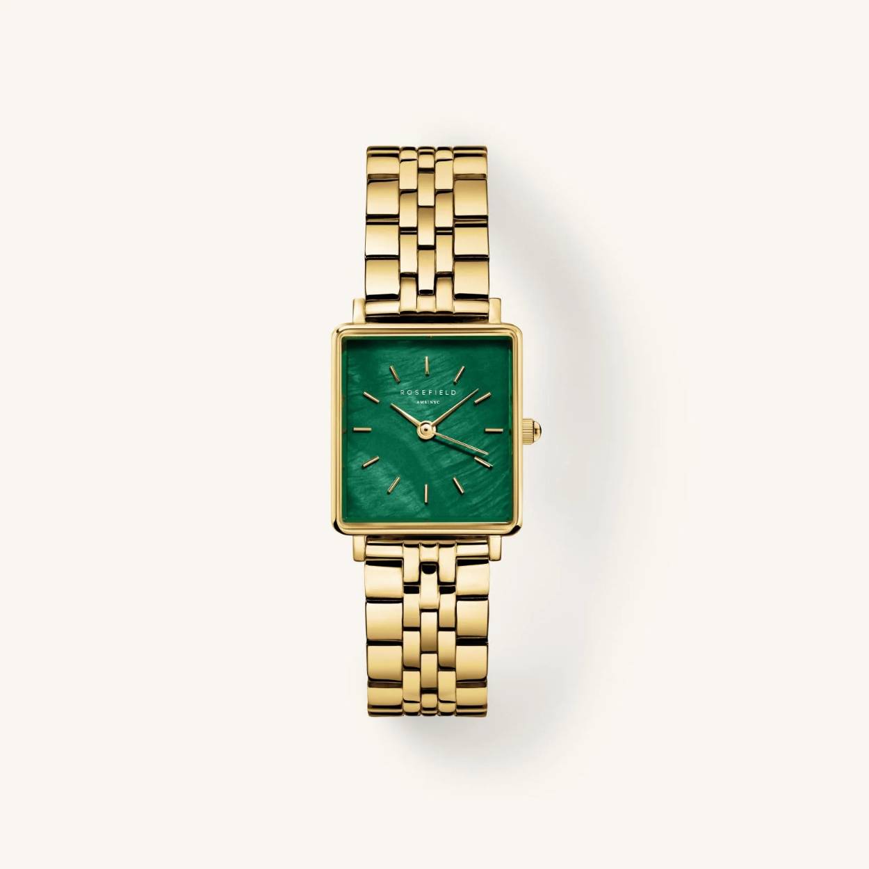 ROSEFIELD HORLOGE BOXY XS EMERALD GOLD