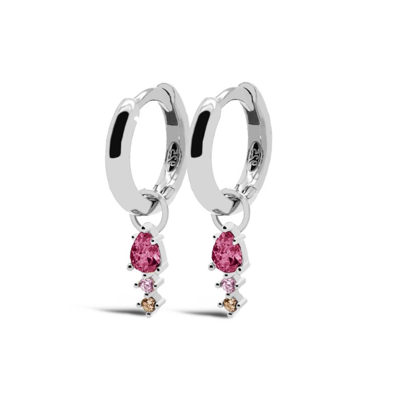 Karma Jewelry Hinged Hoops Duo Ruby Red Drop Silver