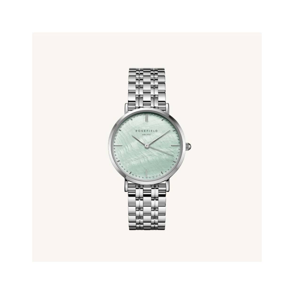 Rosefield horloge 'The Upper East Side' Green Pearl Silver