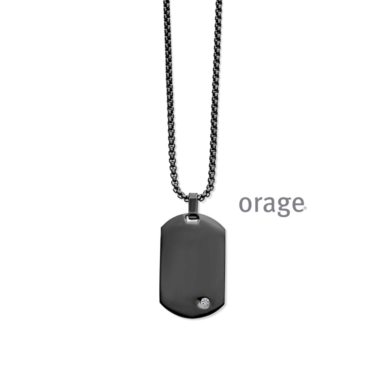 Orage Hanger Heren zwart staal - ketting 60cm inbegrepen