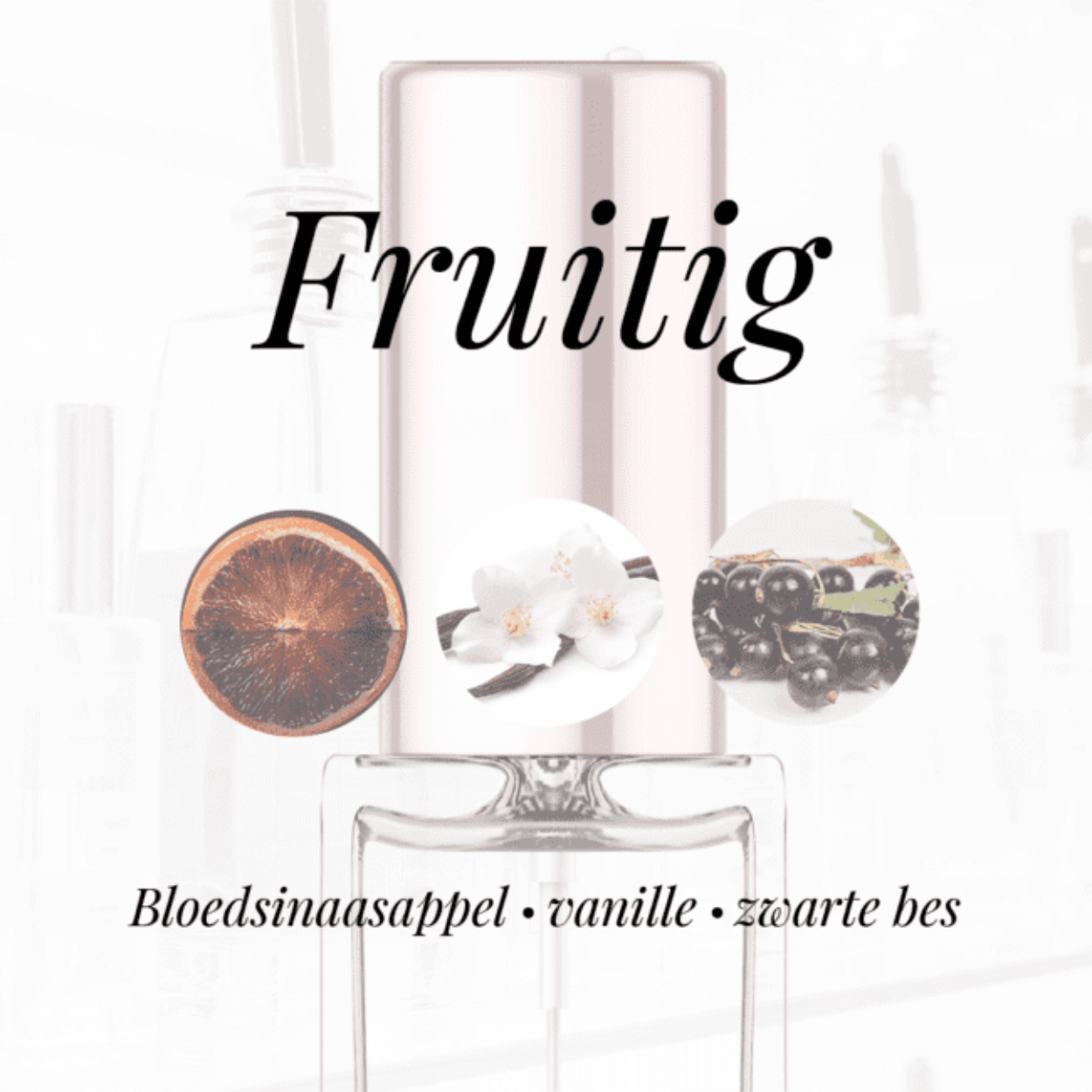 Eigenschappen
Geur: Fruitig
Waarneembare geuren: Bloedsinaasappel, Vanille, Zwarte bes
Sillage: Midden
Seizoen: Herfst/Winter
Eigenschap: Geraffineerd
Stijl: Casual
Geurgroep: Bloemig Fruitige
Hoofdakkoorden: Citrusvruchten, Fruitig, Houtachtig, Fris kruidig, Vanille, Zoet
Top noten: Clementine, Zwarte bes, Bloed sinaasappel, Mandarijn en Peer
Midden noten: Tuberoos, Fresia, Gember, Hibiscus zaad en Gemberbloem
Basis noten: Sandelhout, Californische ceder, Muskus en Vanille