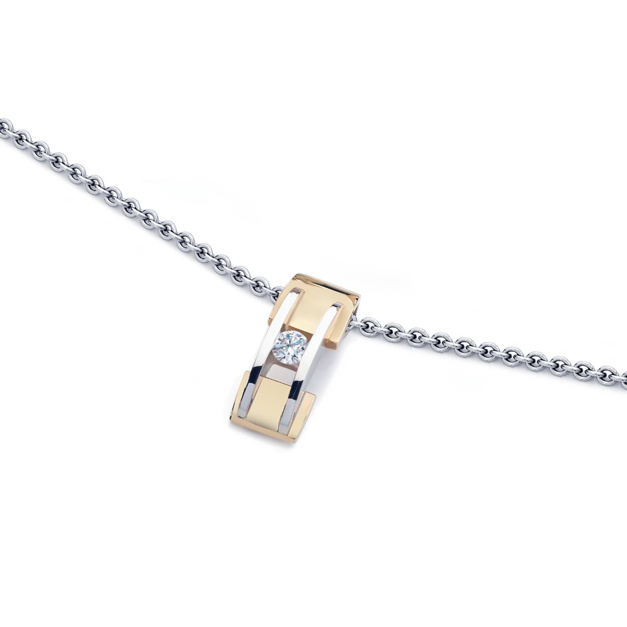 R&C Geel-wit gouden hanger model 53, si/river 0.05crt diamant, briljant geslepen.