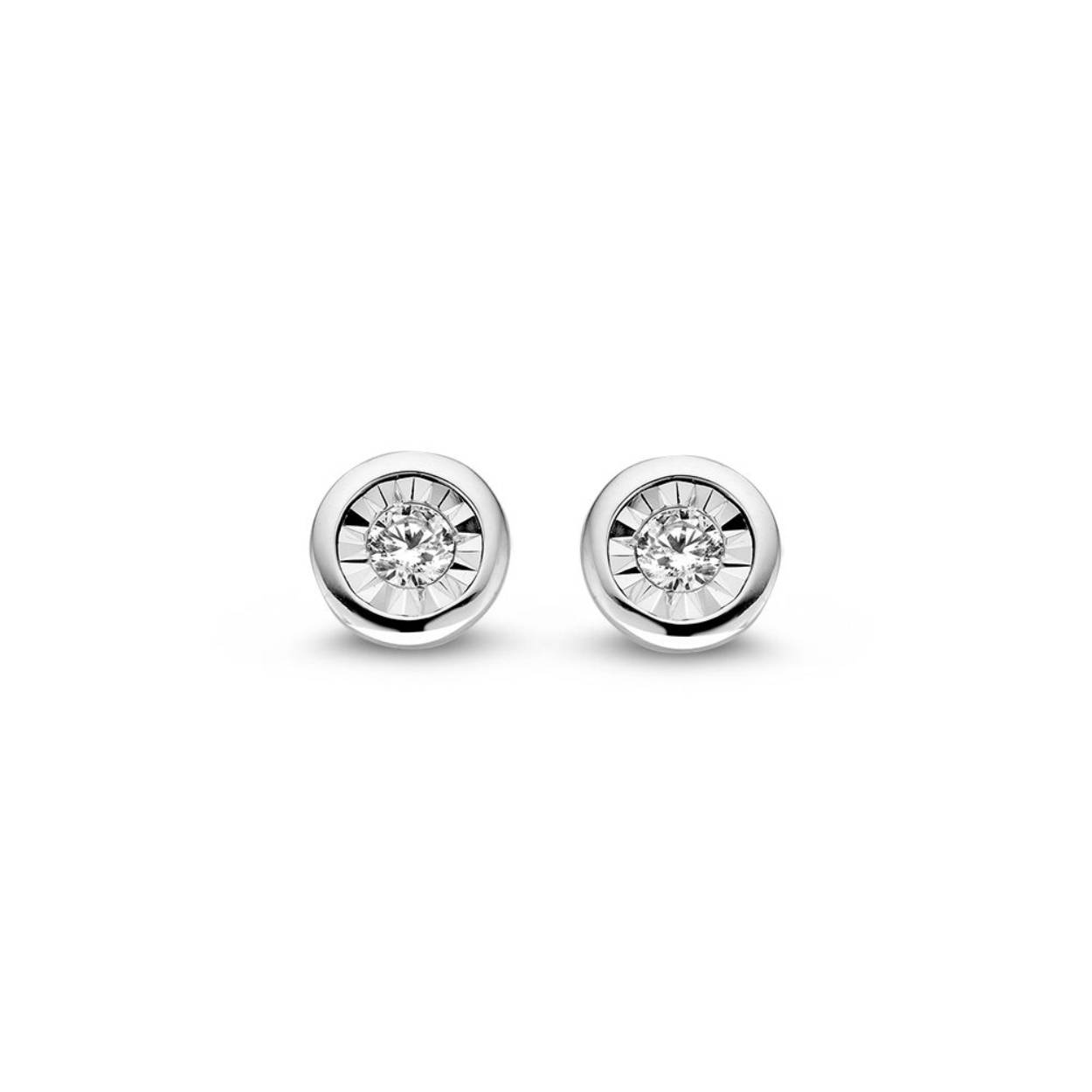 Witgouden Oorstekers met Briljant 0.08 ct