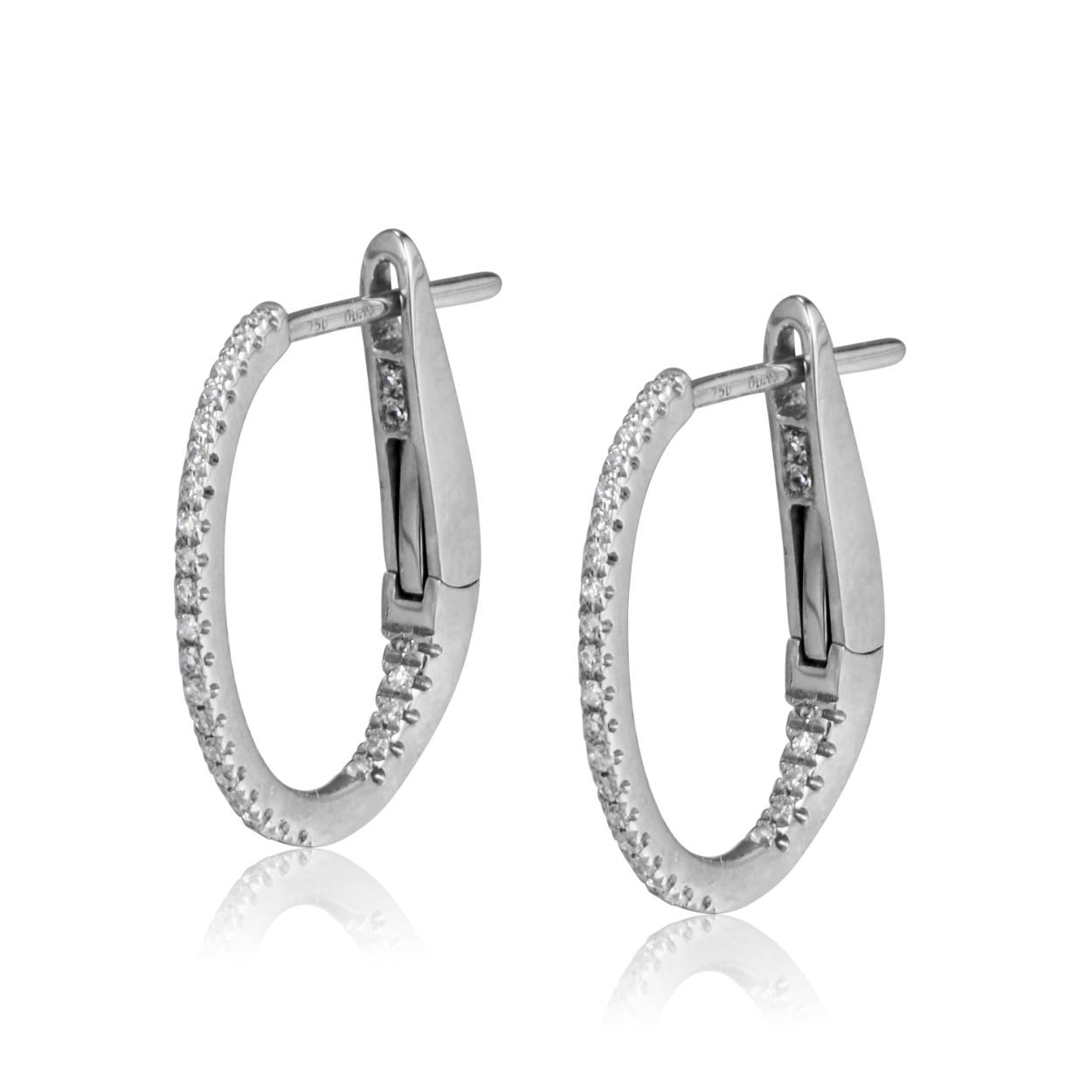 14k witgouden klapcreool met diamant
