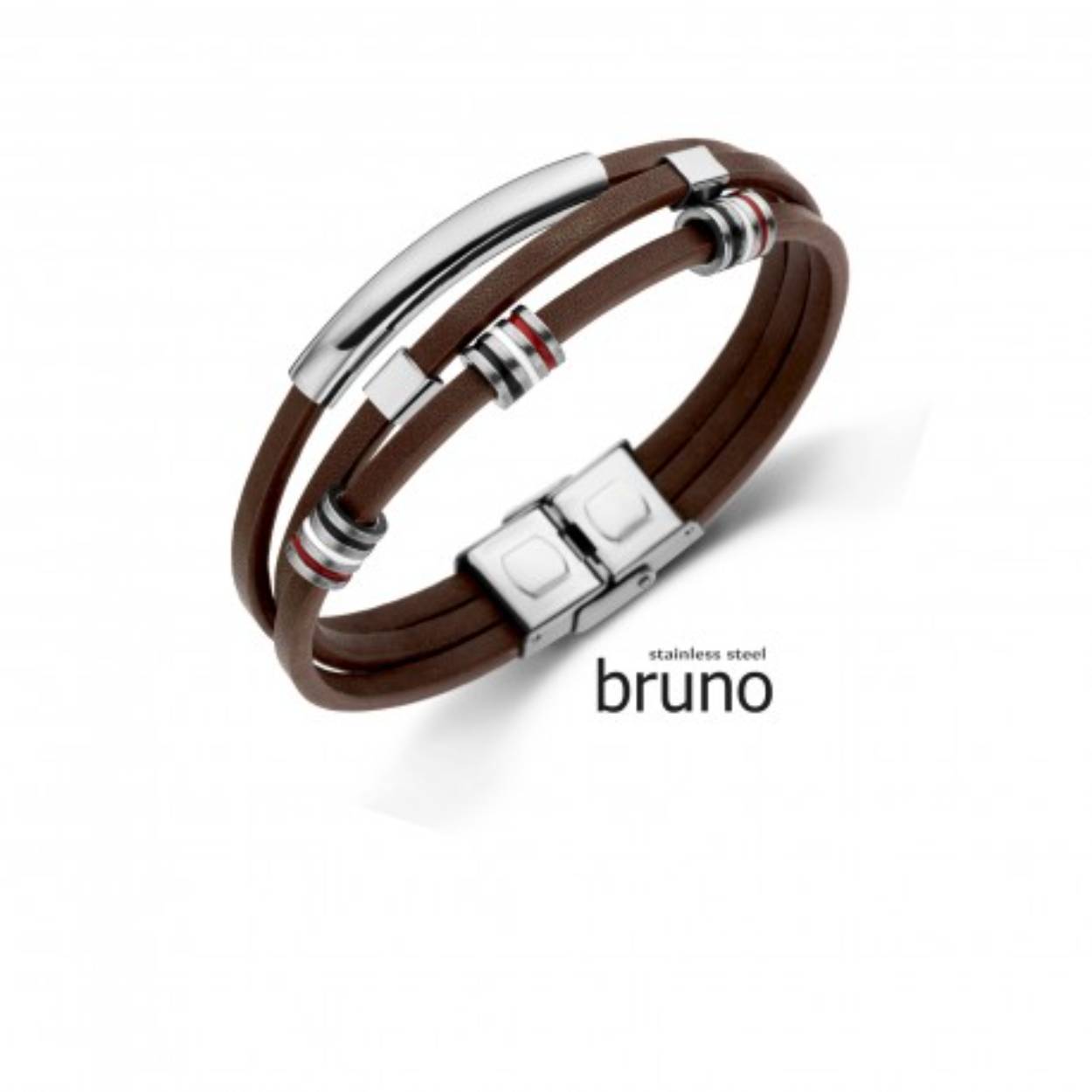 ARMBAND EDELSTAAL + LEDER