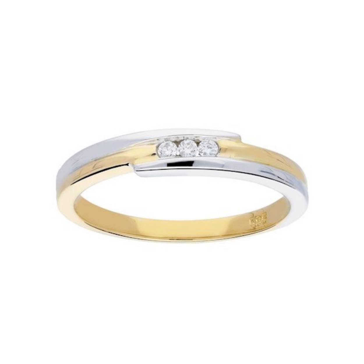 14-karaats geel- en witgouden ring met diamant (0.15crt).
Kleur en zuiverheid: G - SI.