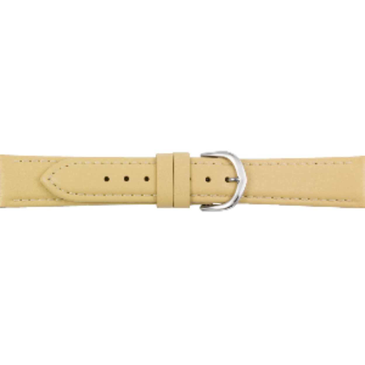 leren horlogeband  met stiksel beige 16mm