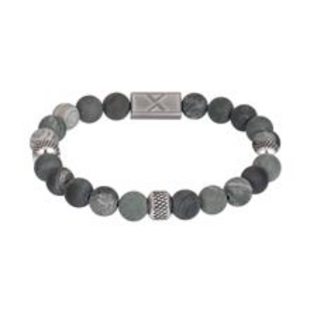 De iXXXi Men armband Billy bestaat uit een combinatie van stainless steel in de kleur gun color en grijs/groen kleurige kralen. De bracelet is een kralen armband die bestaat uit allemaal unieke grijs/groen kleurige kralen, met ieder een eigen kleurdesign en een aantal stalen details. In het midden van de armband bevindt zich een rechthoekig detail met een 'X' erop gegraveerd. De iXXXi heren armband Billy is door middel van elastiek draagbaar in maat 20 t/m 23. Mix en match met verschillende armbanden uit de iXXXi Men collectie en maak zo jouw look compleet!

Gemaakt van duurzaam stainless steel.
Verkleurt niet en geeft niet af op de huid.
Nikkel vrij
Hypo-allergeen