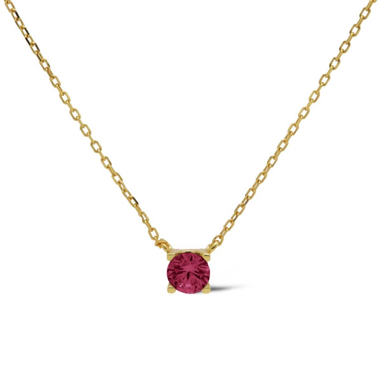 T309GP_RR Karma ketting | zilver verguld | TESS RUBY RED | 38-45cm